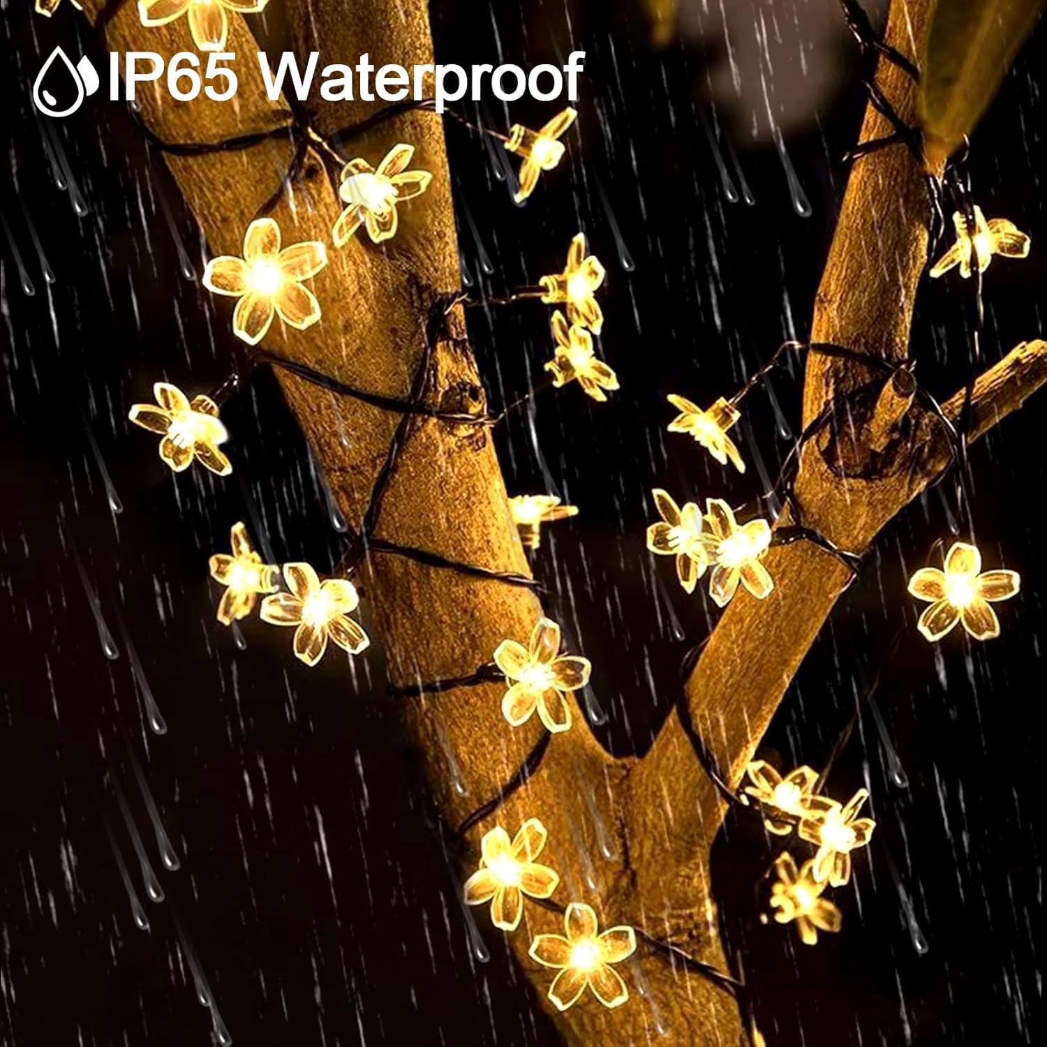 Acxilexy Solar Flower String Lights, 100LED 39Ft Cherry Blossom String Lights, 8 Modes Sakura Fairy Lights Outdoor, IP65 Waterproof Flower Lights for Garden Wedding Christmas Party Decoration - Multicoloured image number 7