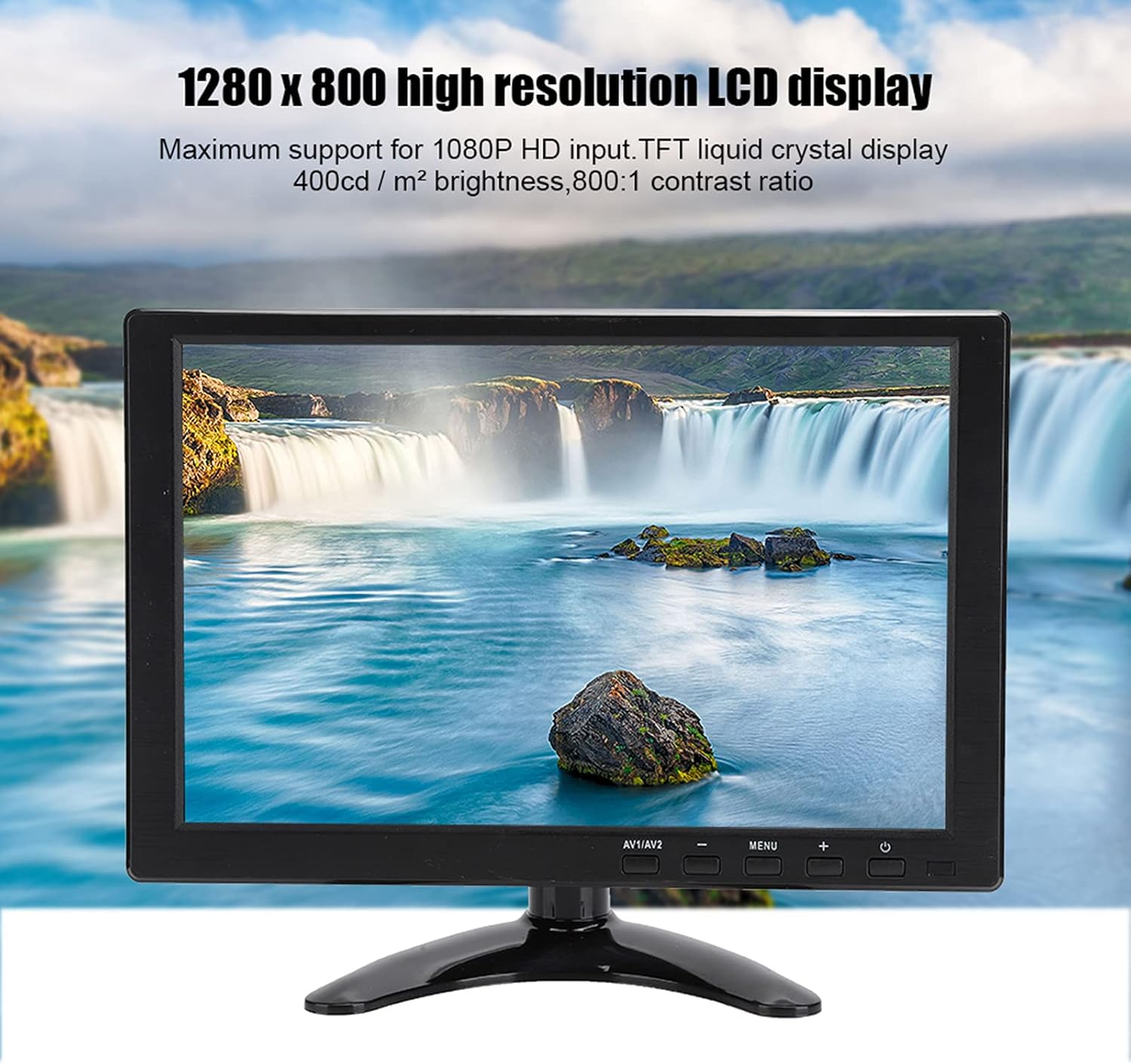 10.1In 1280X800 HD Monitor, 10 Inch LCD Security Display with HDMI/VGA/AV/BNC Input, 16:9 Small Screen Built-In 3Wx2 Speakers for Pi/Switch image number 3