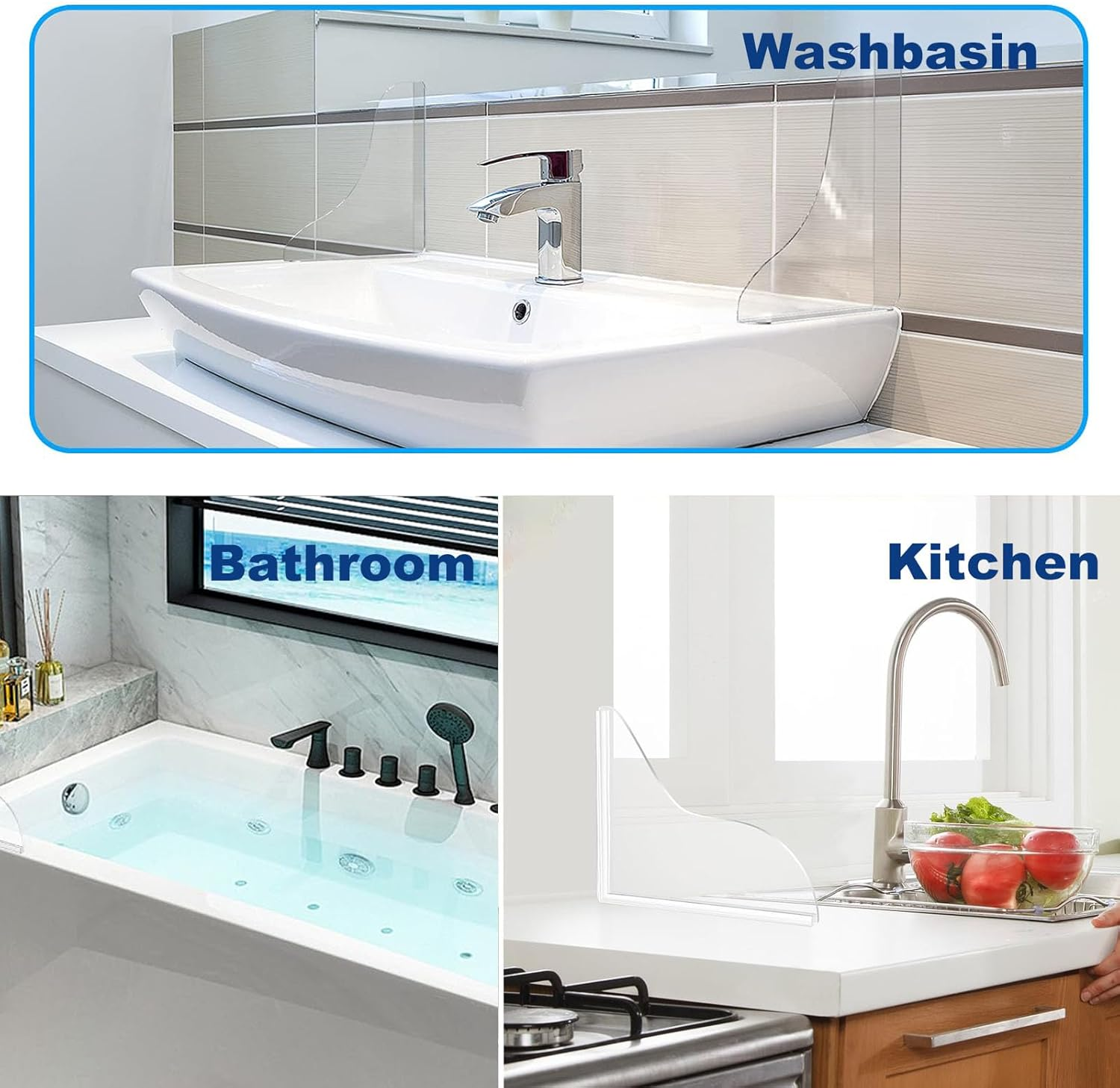 2 Pack Bathroom Shower Splash Guard Kit,Shower Corner Water Guard for Tub, to Keep Water in Shower Bath,For Bathtub Waterproof Self-Adhesive, Easy Installation, Removable, (8.66 X 7.48 Inches) image number 3