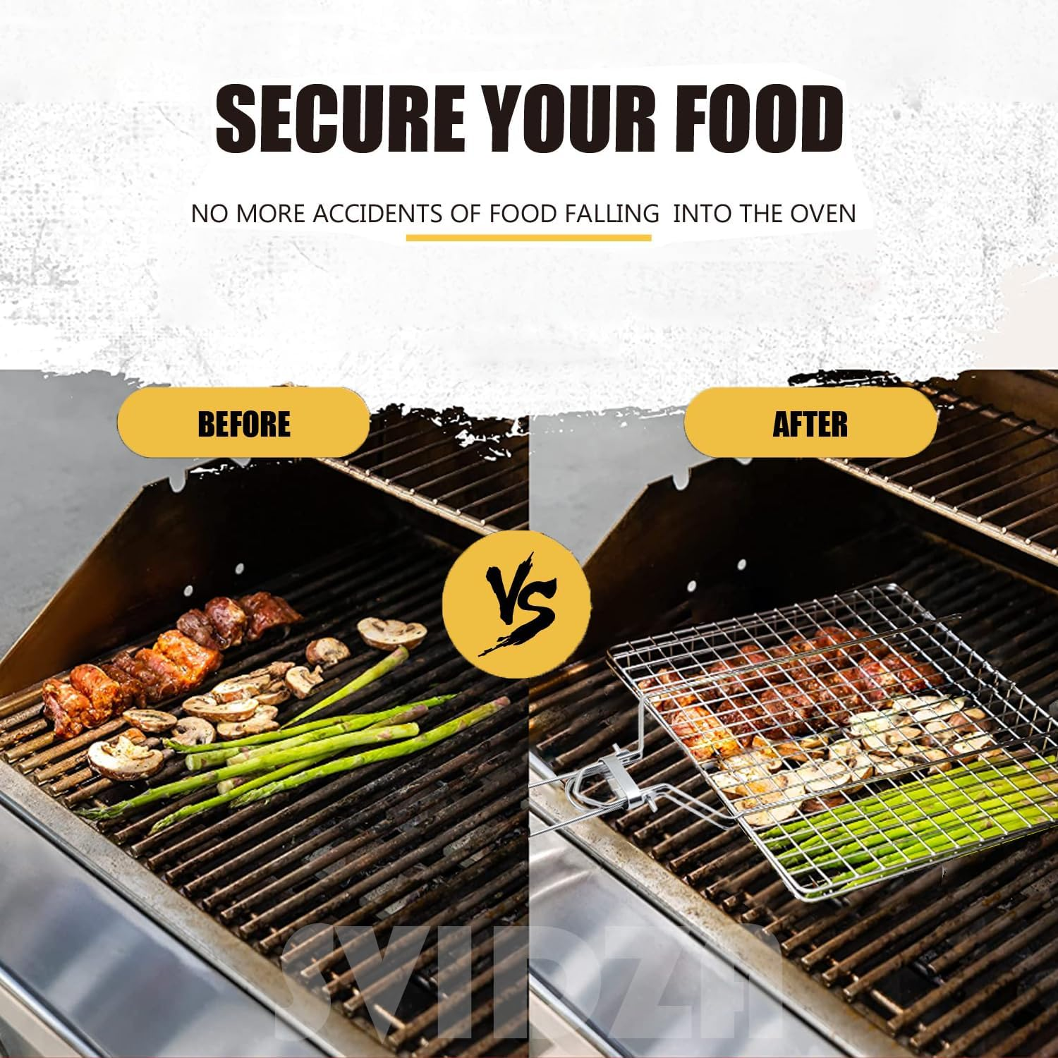 Fish Grill Basket, Svidza Portable Outdoor Non-Stick Grilling Basket for Fish, Vegetables, Shrimp and Steak. Thickened 304 Gardening Grill Netting Lasts Longer image number 6