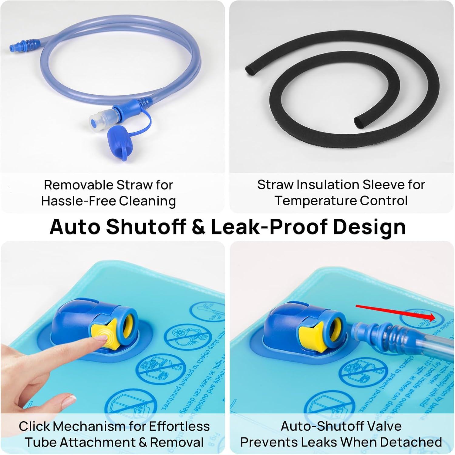 TUDEQU TPU 2L Hydration Bladder,Leak-Proof,With Bonus Insulated Sleeve,Keeps Ice Water Cold,Water Bladder for Hiking,Cycling image number 1