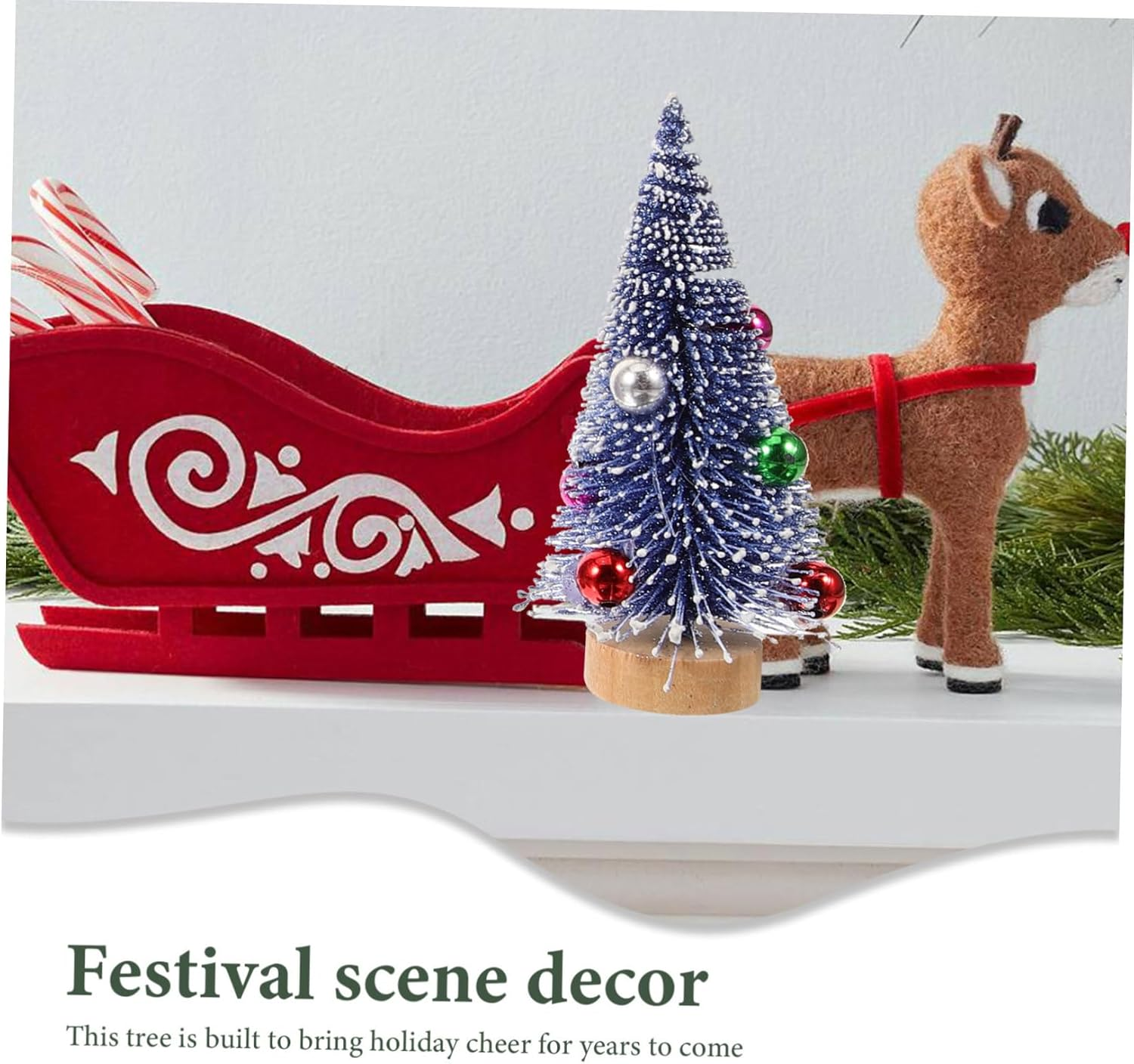 12Pcs Mini Christmas Tree Decor Xmas Ornaments for Desktop Decorations for Home Parties Landscape Scenes and Festive Atmosphere image number 2