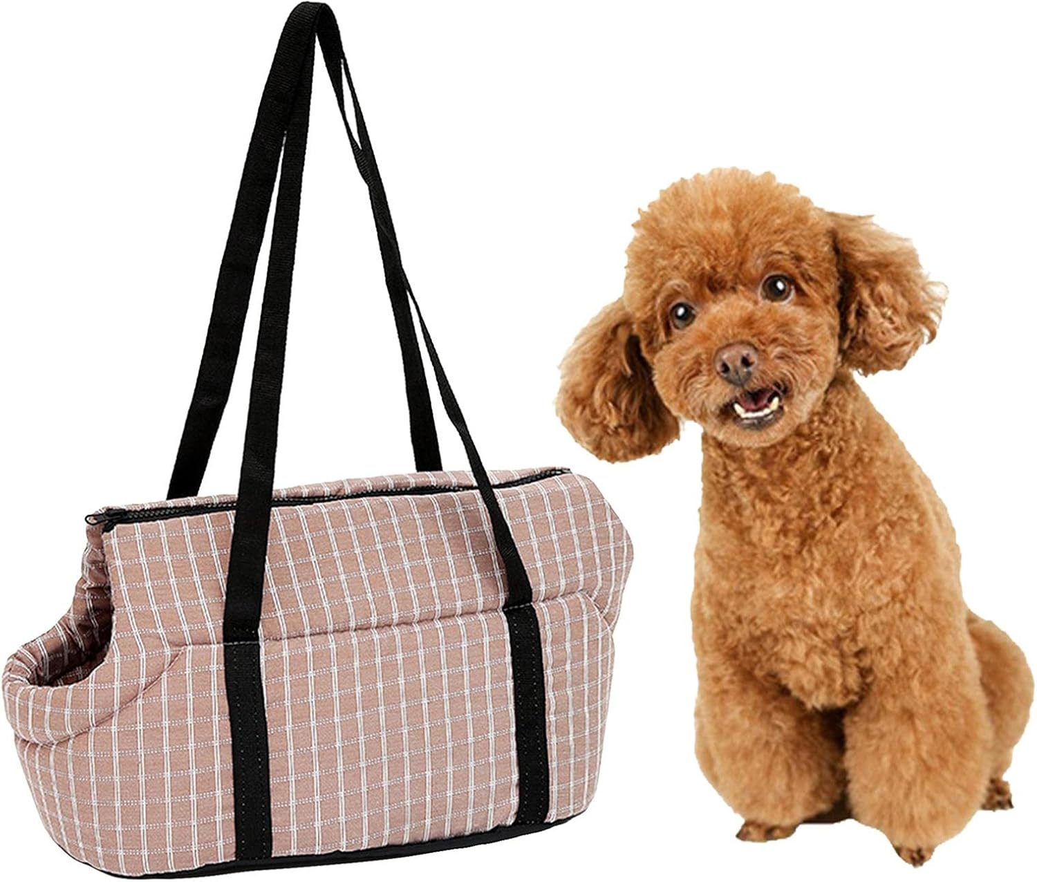 B Baosity Pet Carrier Tote Kitten Carriers Soft Pouch Breathable Dog Travel Bag with Leash Hook Carrying Handbag Cat Carrier Shoulder Bag, Coffee, L image number 6