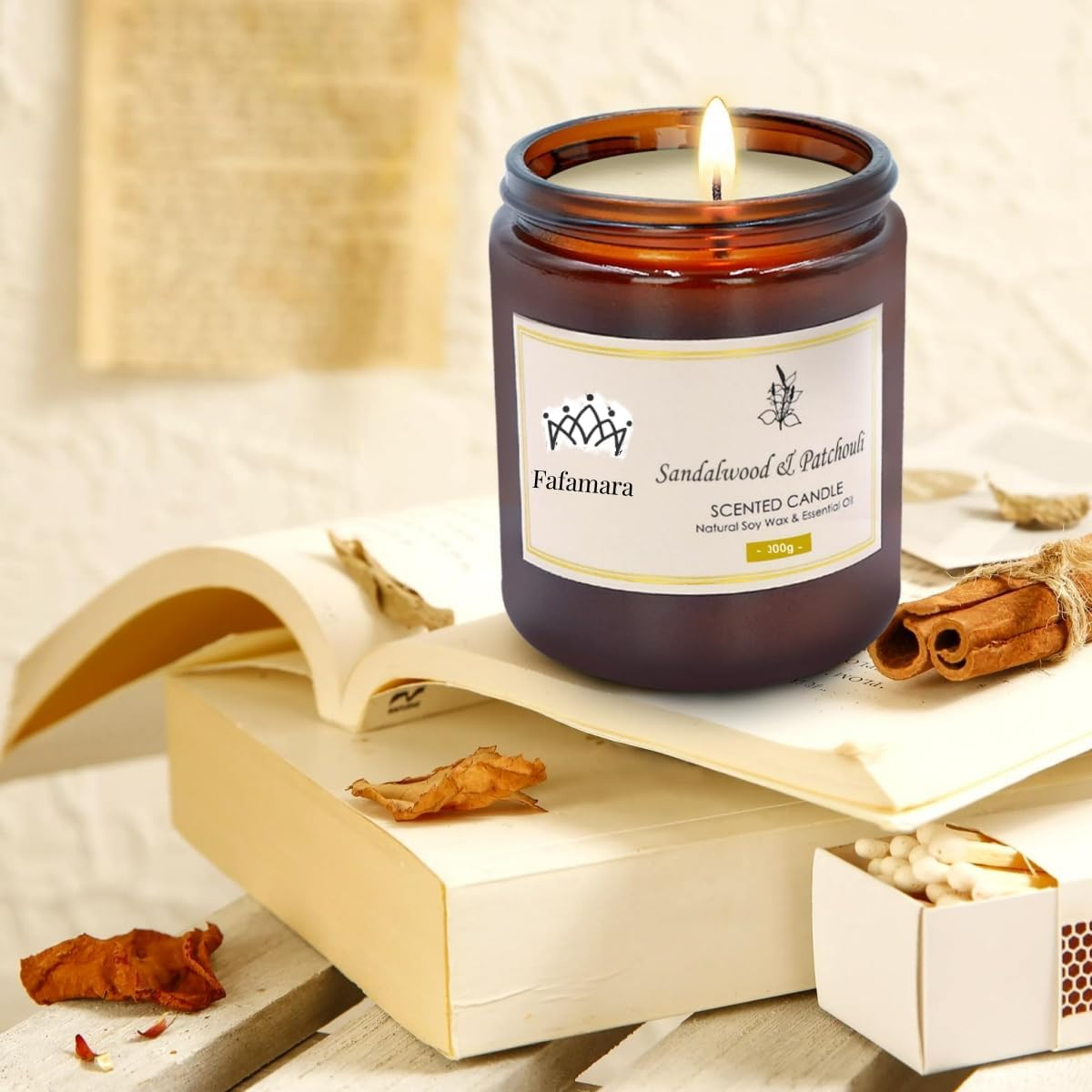 Fafamara Scented Candle Gift Set, 4 Relaxing Aromatherapy Candles for Women, Jasmine & Ylang Ylang, Sandalwood & Patchouli, Fir & Cedarwood, Vanilla & Amber, for Christmas, Birthday, Anniversary image number 5