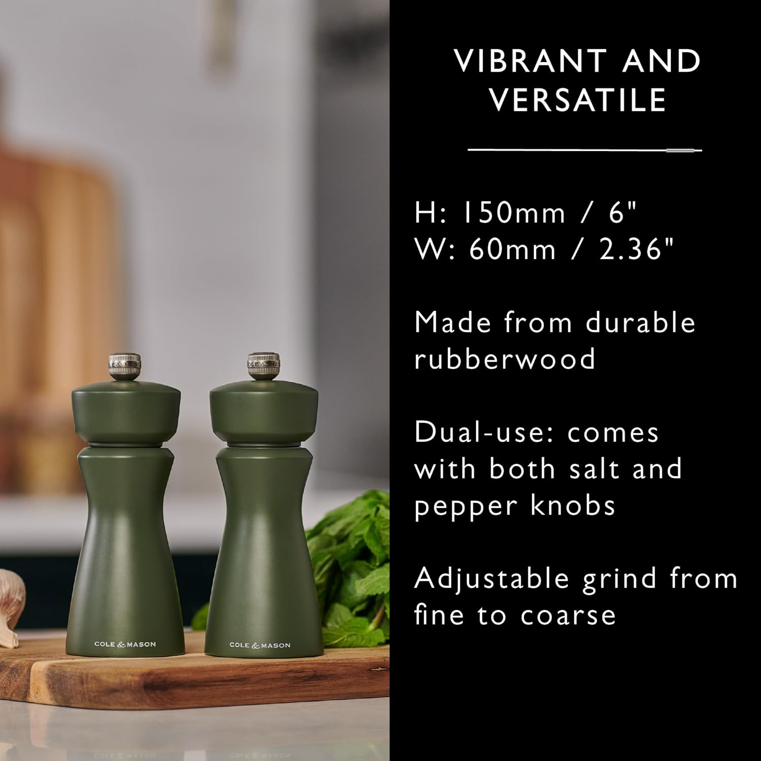 Cole & Mason Kenton 150Mm Rosemary Salt or Pepper Mill - Sage image number 2