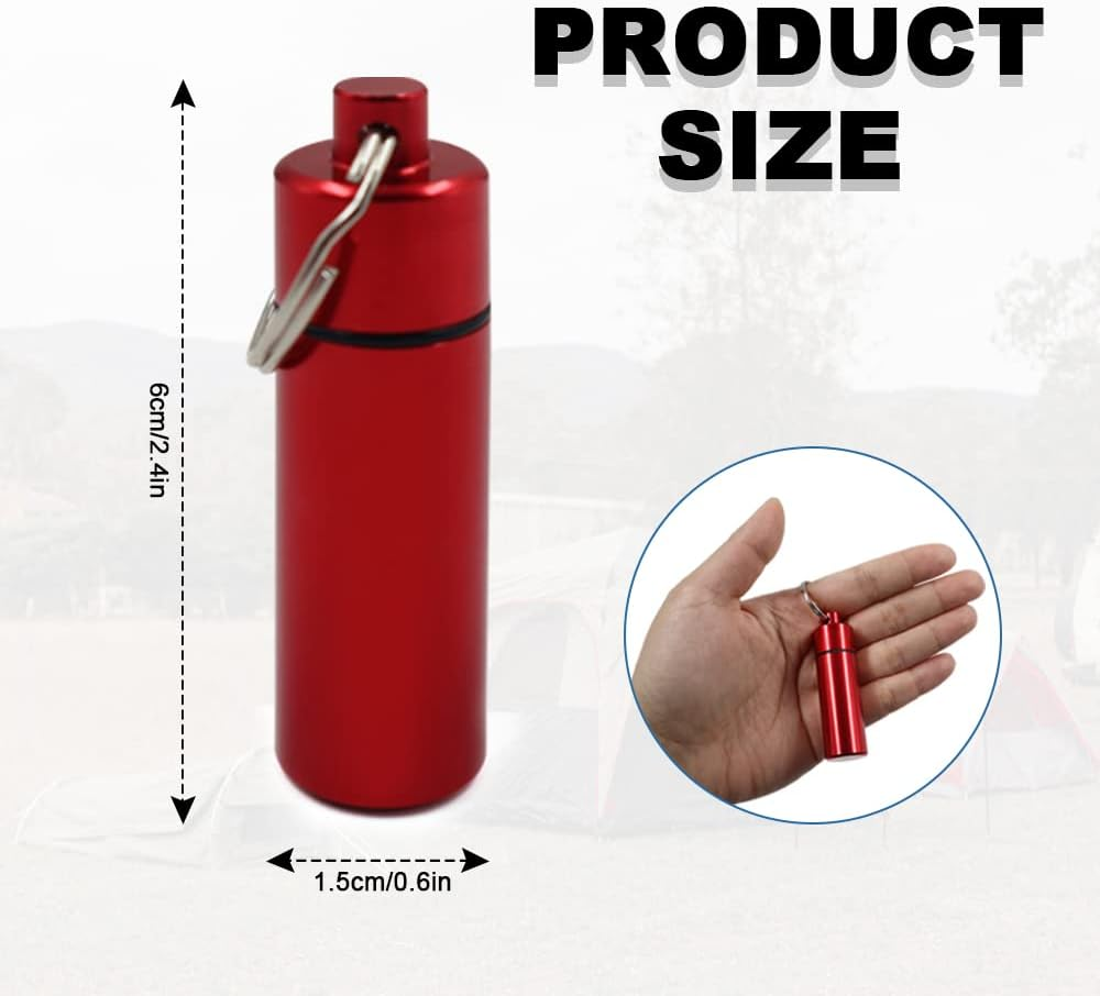 8 Colors Small Portable Pill Box Keychain, Waterproof Aluminium Alloy Mini Pocket Pill Case Container, Metal Pill Holder Earplug Organizer for Travel, Small image number 2
