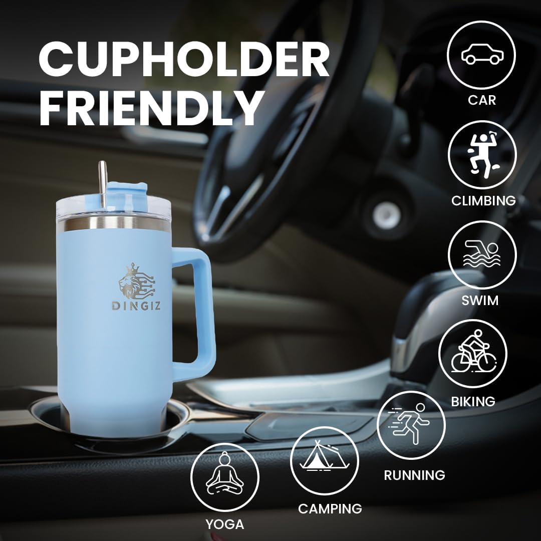 40Oz Stainless Steel Tumbler with Handle &ndash; Double-Wall Vacuum Insulated Travel Mug, Leakproof, Bpa-Free, Transparent Lid, Hot & Cold Drink Cup for Home, Office, Car & Outdoor Adventures image number 5