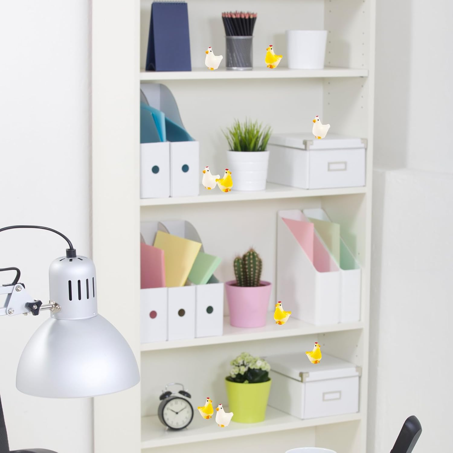 PEUTIER 50Pcs Miniature Resin Chickens, 2 Colors Mini Resin Chickens Tiny Hen Figurine Ornaments Decor for Garden Landscape Home Decoration & Birthday Party Landscape Potted Plants Cake image number 1