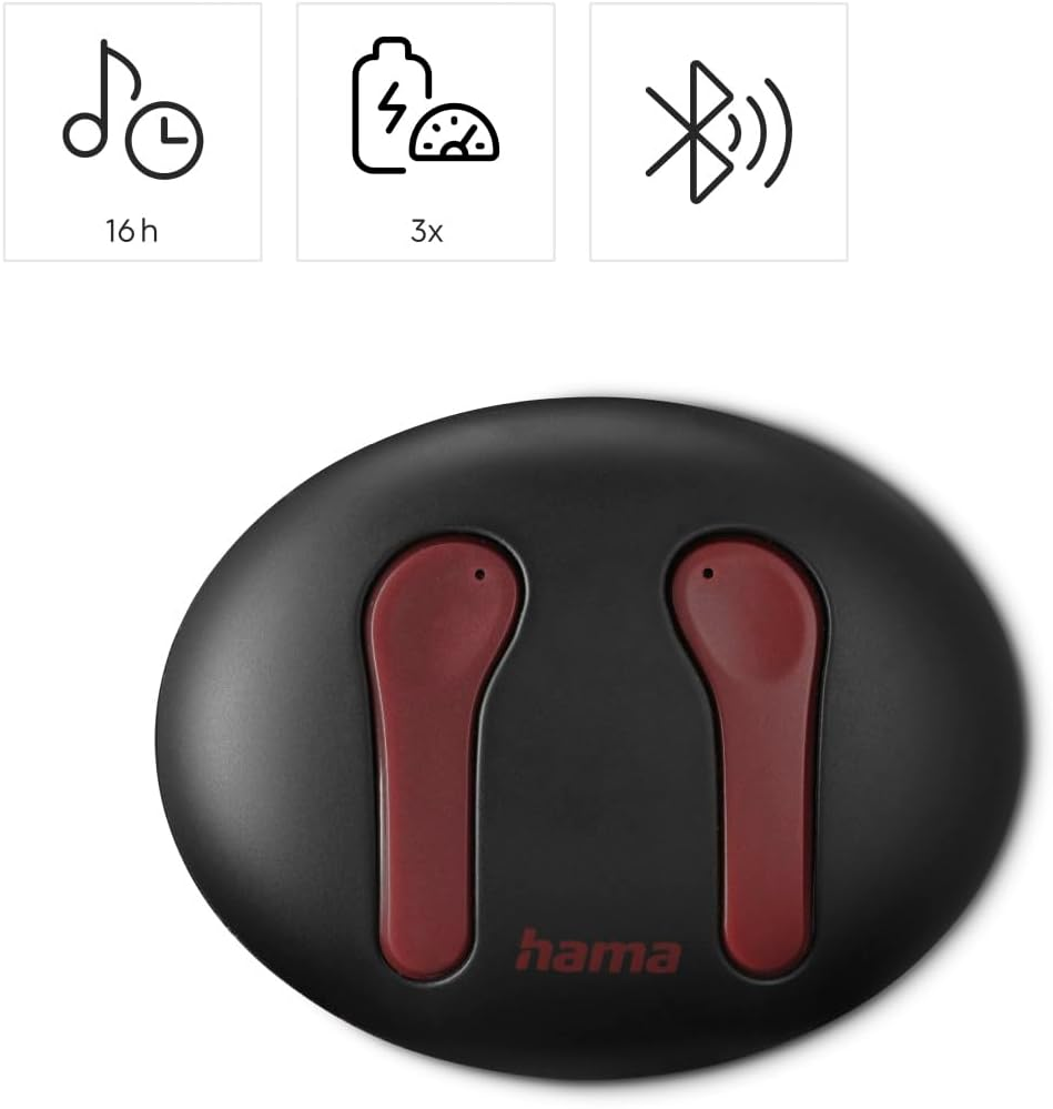 Hama Bluetooth Headphones (Headphones Wireless with ENC Active Noise Cancelling, Wireless Headphones with Wireless Charging Fast Charging, 16 Hours Playtime with Charging Case, BT 5.3, Stereo - Blue image number 2