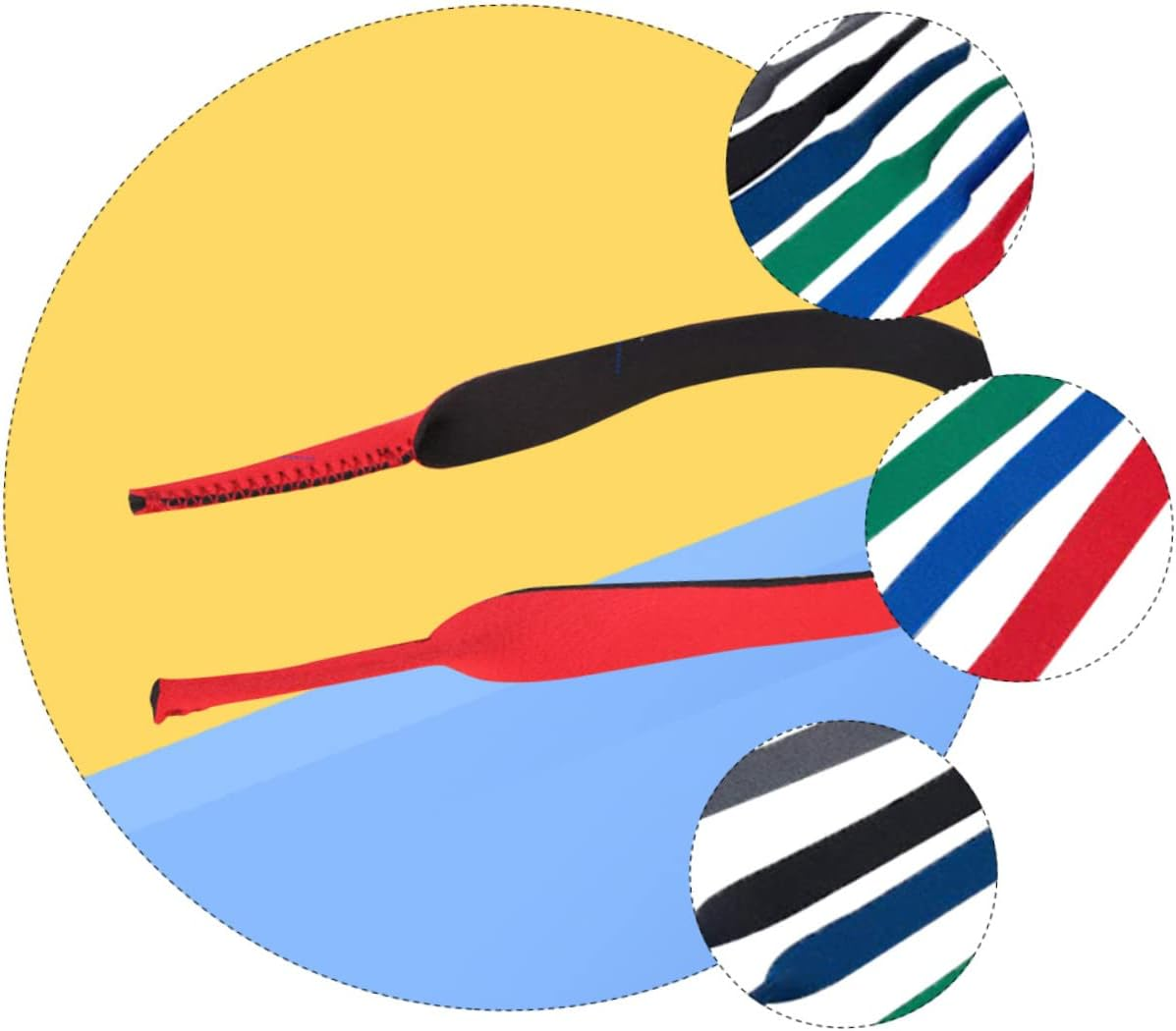 QUMIIRITY 6Pcs Sports Glasses Elastic Cord Eyewear Strap Anti-Slip Sunglasses Rope Holder for Men and Women with Red Green Blue Black Gray Navy &ndash; Multipack Eyewear Retainers for Outdoor Activities image number 5