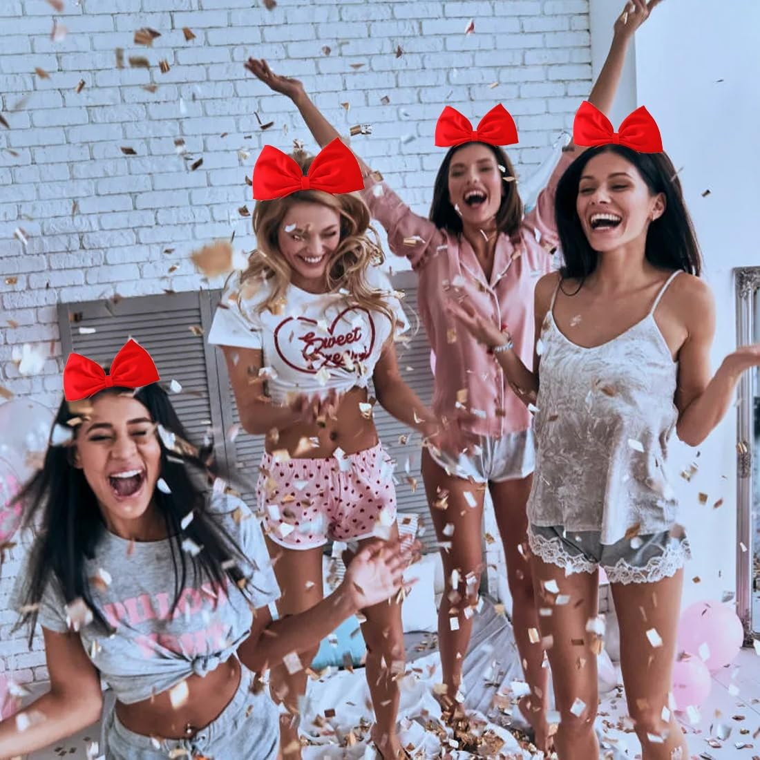 SGERUFZ Black Bow Headband Headdress for Women and Girls, Valentine'S Day Red Bow Hair Bands Hair Band Perfect Hair Accessories for Party and Cosplay (Red) image number 2