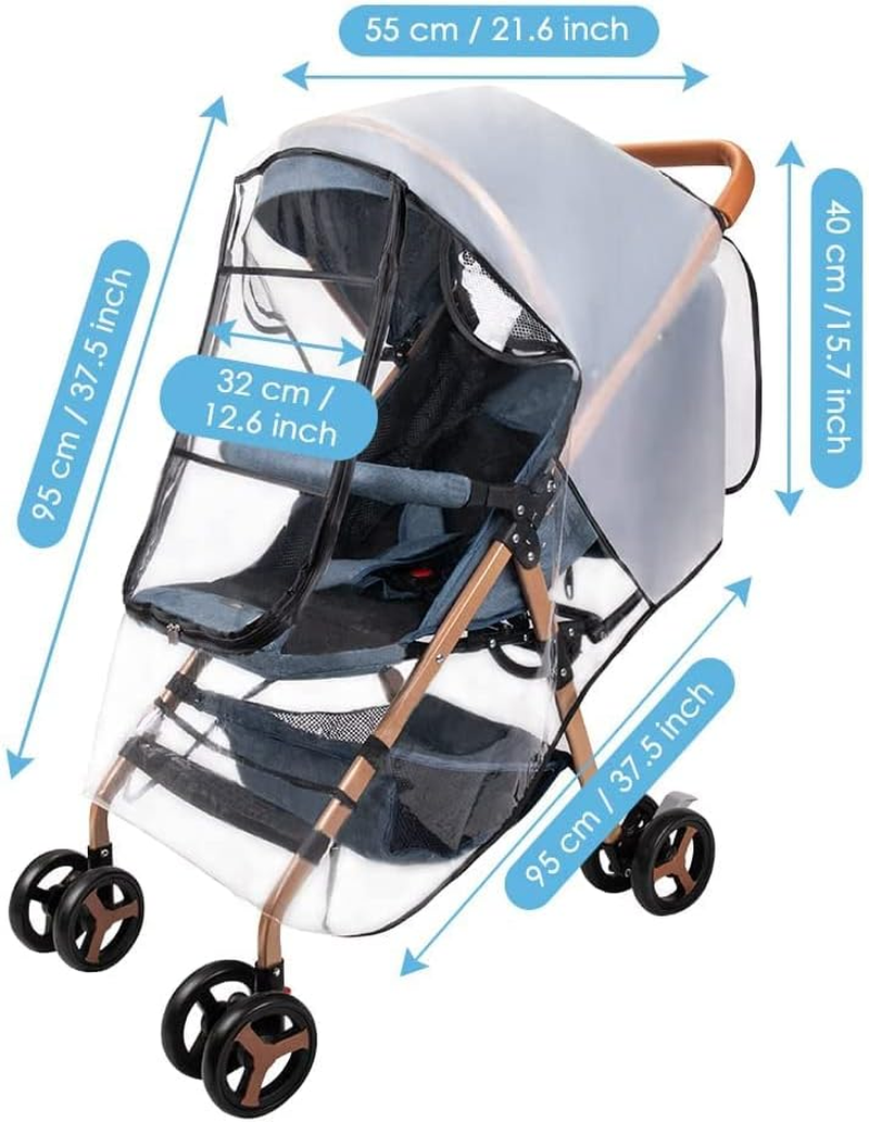 Slowton Universal Pushchair Rain Cover, Large Durable Raincover for Pram Stroller Rain Cold Wind Protective with Convenient Window Opening, Adjustable Easy Use Rain Shield Fits Most Pram