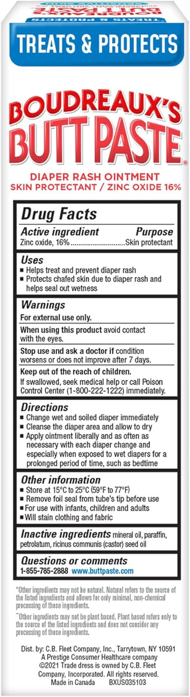 Boudreaux'S Butt Paste Diaper Rash Ointment, for Sensitive Skin, Hypoallergenic, 4 Oz image number 4