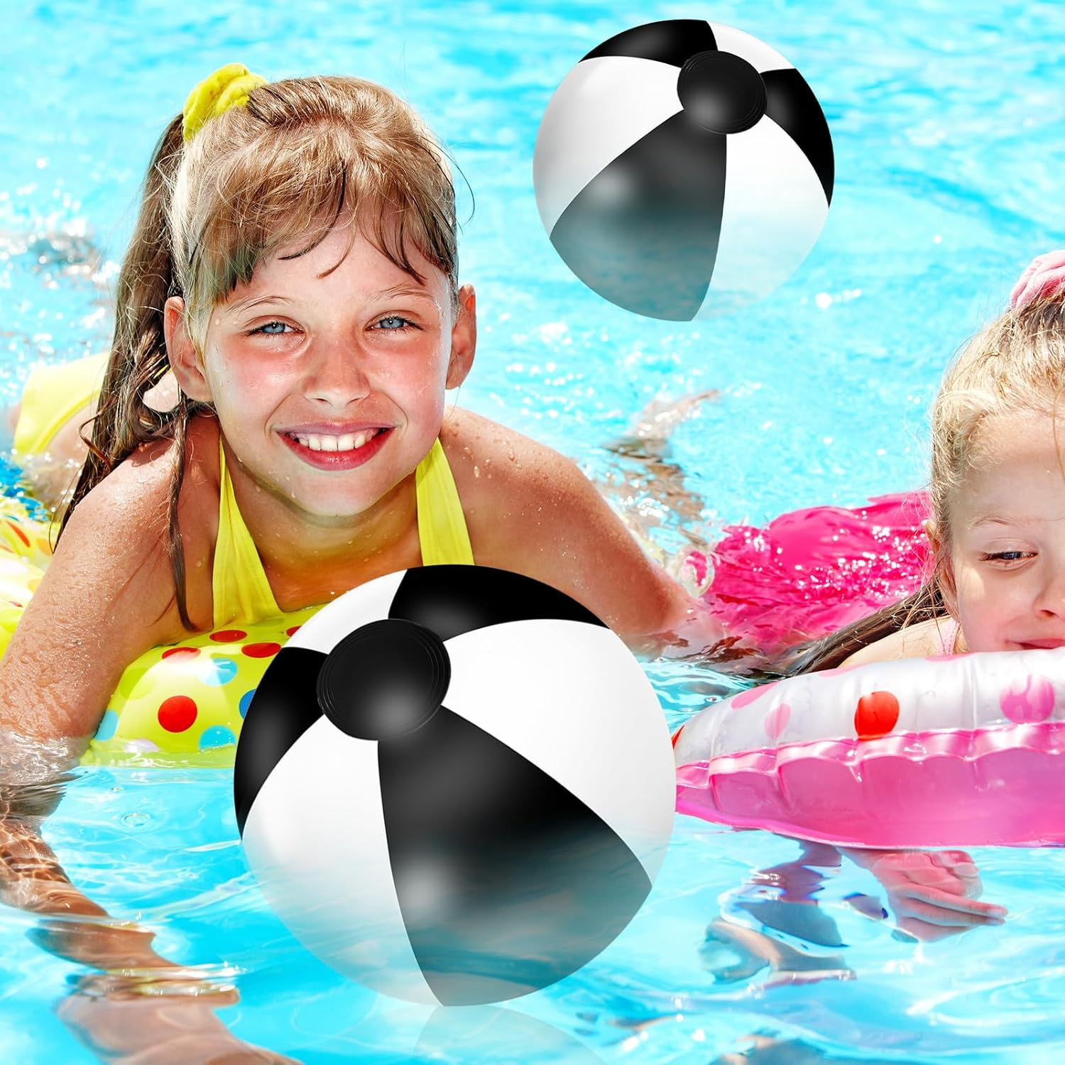 Whaline 16Pcs 16'' Inflatable Beach Ball round Pool PVC Balls Game Toys for Summer Hawaiian Tropical Theme Beach Party Decor image number 5