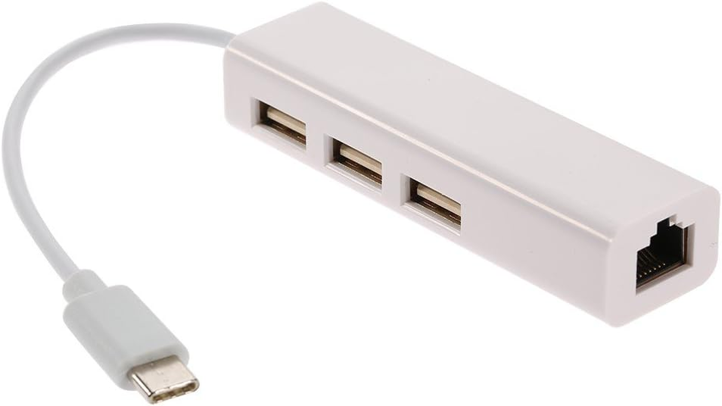 CY USB 3.1 Type C USB-C Multiple 3 Ports Hub with Ethernet Network LAN Adapter for Macbook & Chromebook