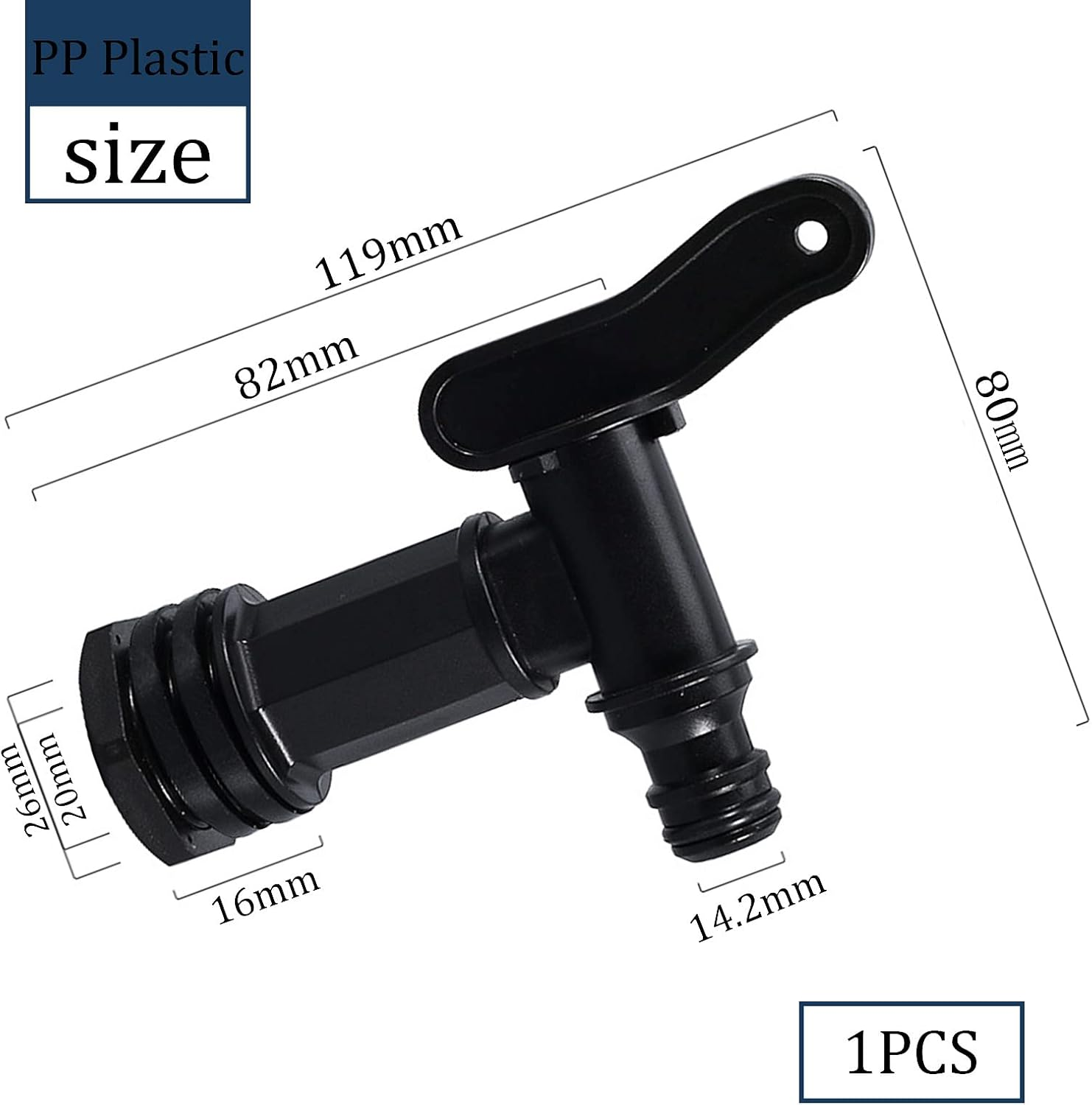 Water Butt Tap Replacement Taps with Nut,Plastic Tap for Water Butt Hose Connector,Ibc Tank Fitting Adapter,Click Fit Water Hose Pipe Rain Barrel Tap,Storage Tank Threaded Connection Taps for Garden image number 2