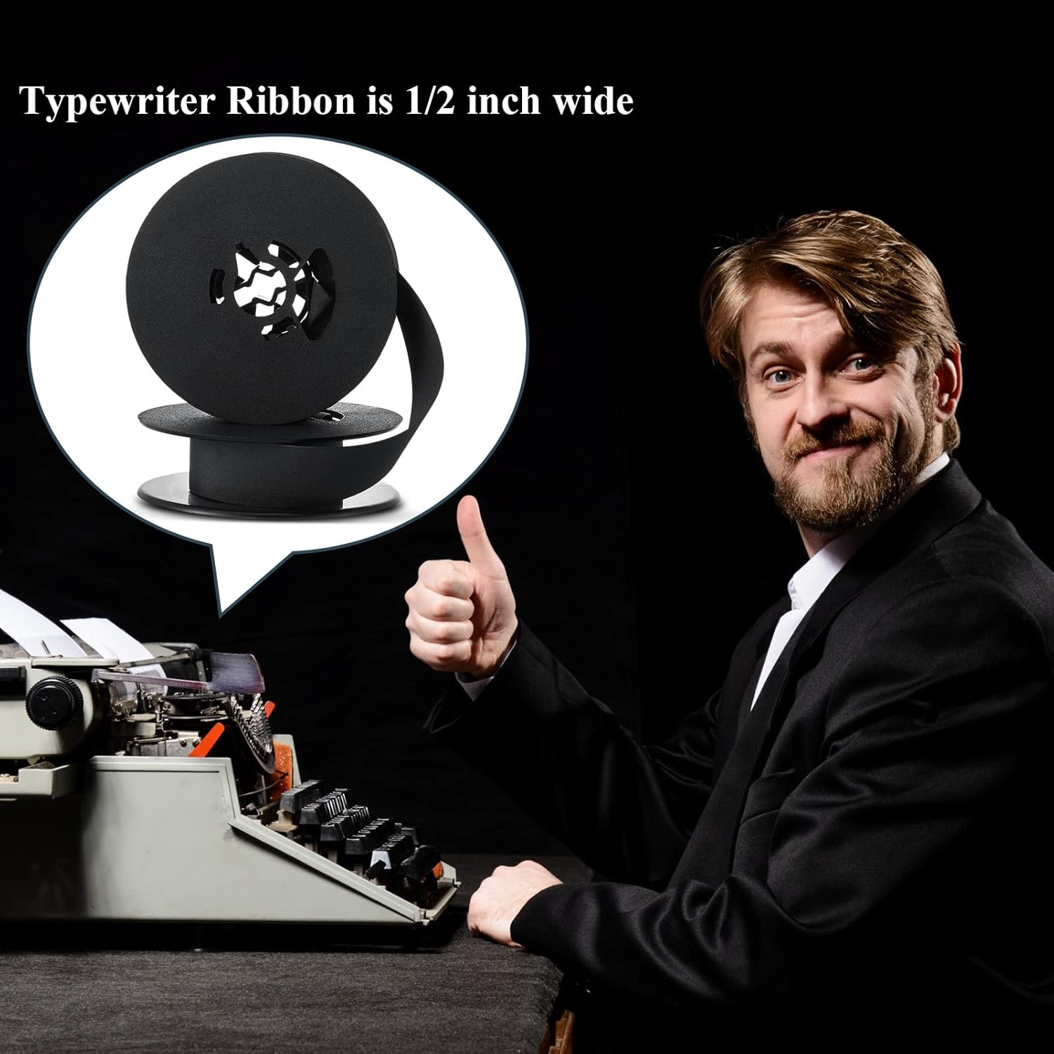 Seajan 4 Pairs Universal Dual Shaft Typewriter Ribbon Vintage Typewriter Ribbon, 1/2 Cloth for Most Machines(Black) image number 4