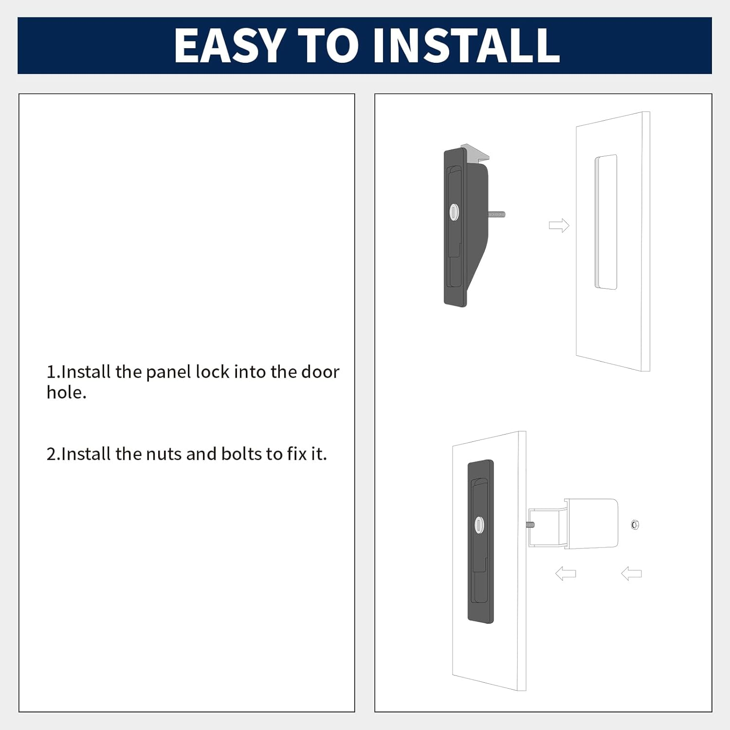 Loclink Black Truck Tool Box Latch Replacement, Flush Mount Paddle Lock Samll Size, Pull Handle Lock for Outdoor Trailer Pickup RV Storage Organizer Electrical Cabinet