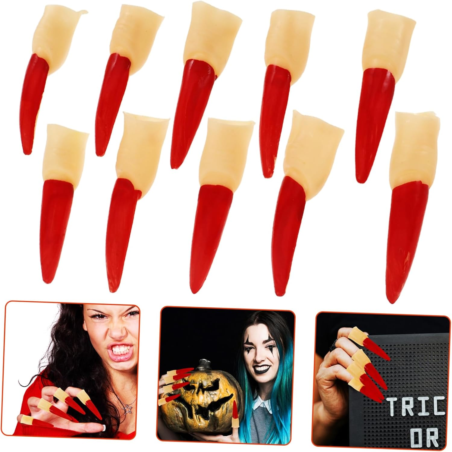 GANAZONO 10Pcs Realistic Halloween Press Nails Multi-Function Witch Finger Cosplay Props Indoor Decor image number 3