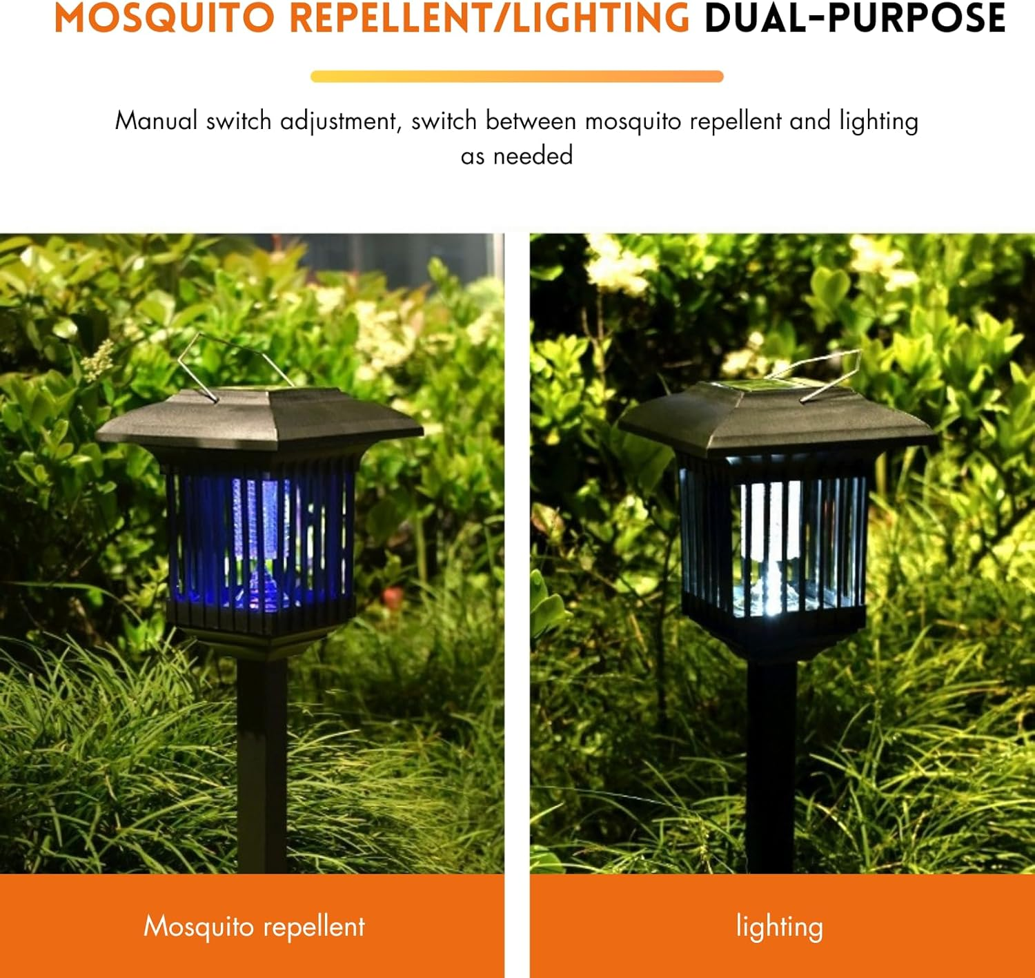 Solar Mosquito Zapper and Outdoor Light &ndash; Dual-Purpose Bug Repellent & Garden Lamp, Waterproof, Solar-Powered, 3 Installation Methods, Eco-Friendly Mosquito Killer for Patios & Lawns