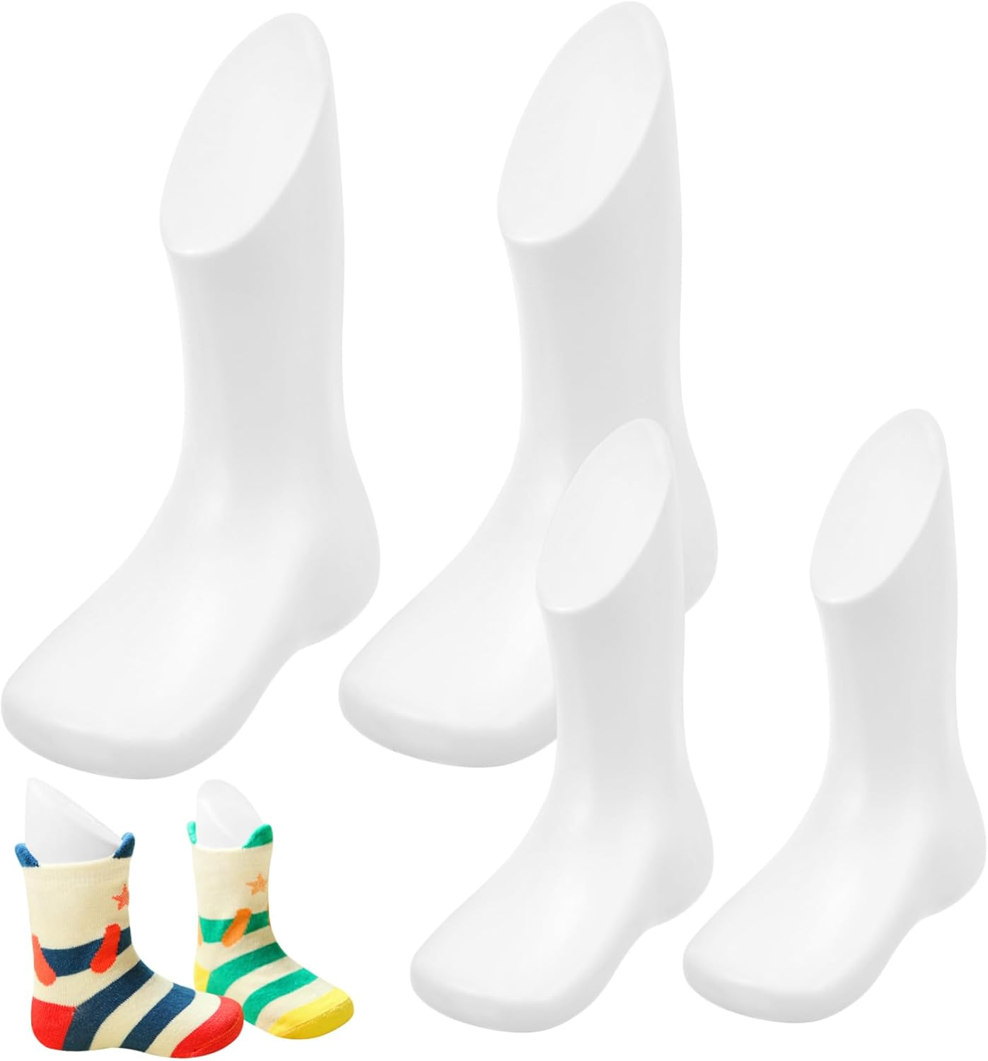 ABOOFAN 4Pcs Baby Foot Mannequin Display 11.5Cm 14Cm Plastic Toddler Shoe Mold Skin Tone Lightweight Retail Accessory for Displaying Socks Shoes image number 4