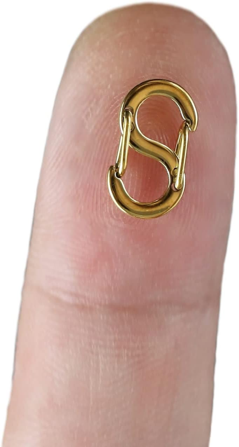 TANJUN Stainless Steel Double Opening Shortener Clasp Necklace & Bracelet Extender, 3 Pieces (2X0.45In, 1X0.67In), Gold image number 1