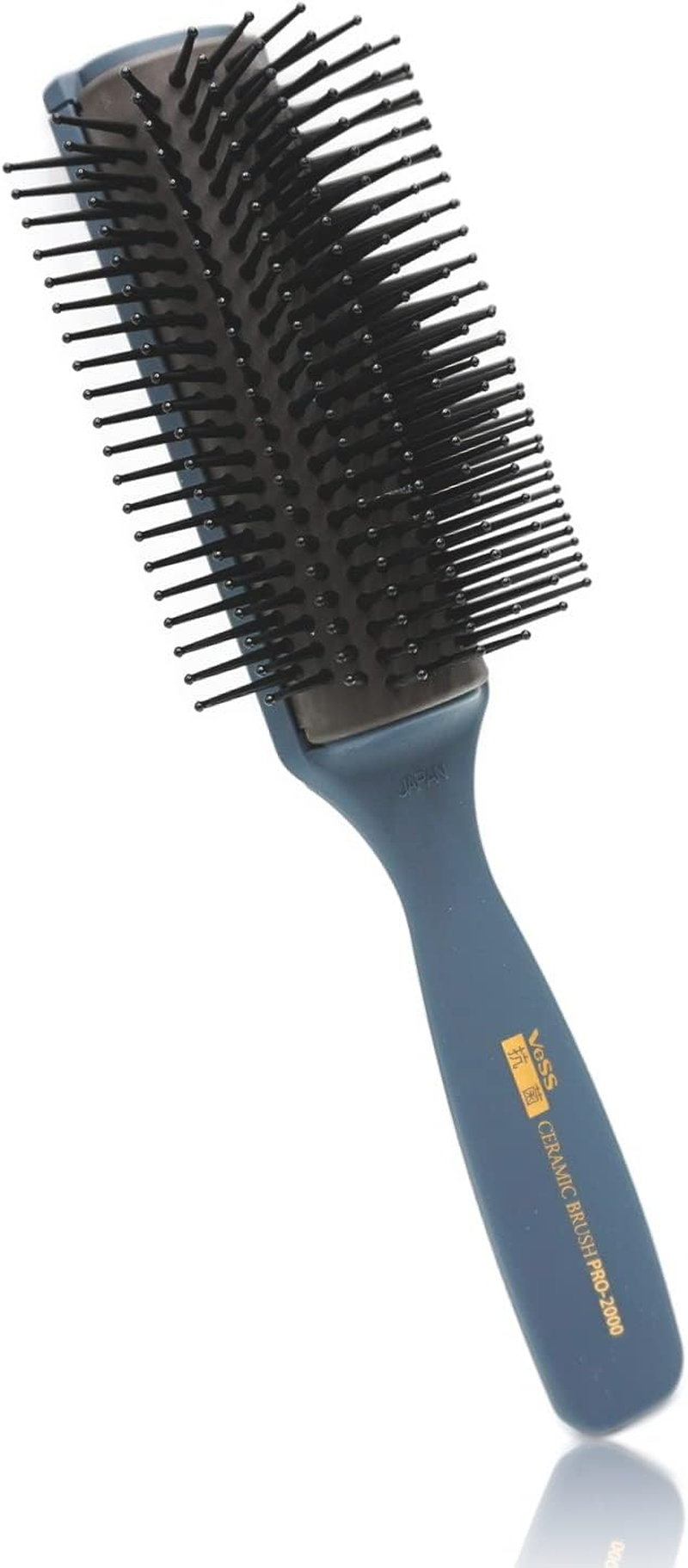 Pro-2000 Professional Hair Brush Tourmaline Ceramic 9 Row round Tip Curved Pad Anti-Static Natural Rubber Specialised Pin Structure image number 2