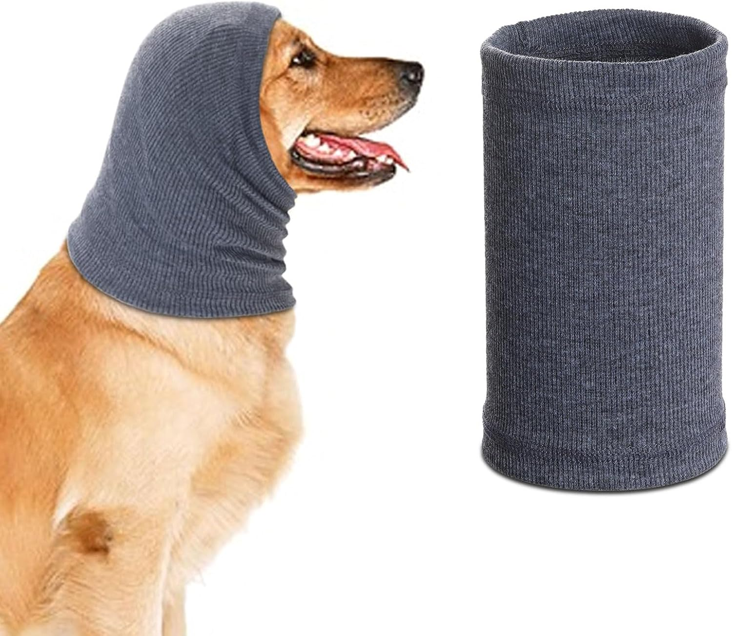 YIYUIUR Dog Ear Muffs Noise Protection Covers Dog Calming Hoodie for Grooming and Force Drying, Comfort Hoodie for Anxiety (Grey, L) image number 2