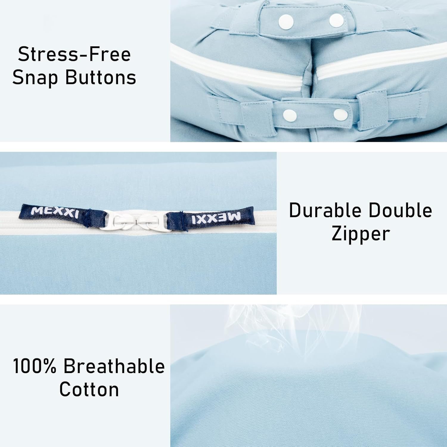 Organic Replacement Cover with Waterproof Pad | Premium Quality Spare Certified Organic Cotton | Protects against Leaks | [Fits Dockatot Deluxe + Docks] (Cover Only) (Baby Blue)