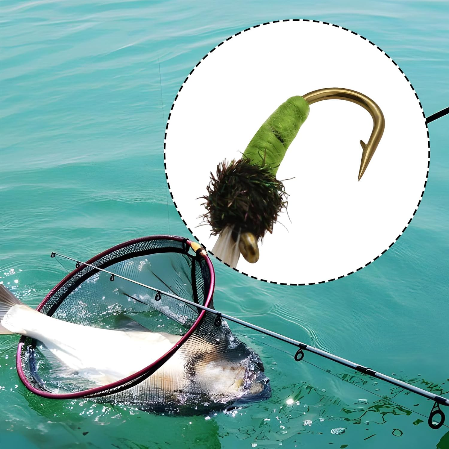 Create Idea 10Pcs Nano Fly Worm Hook Fake Fish Bait Fishing for Whitebait - 5X12Mm image number 3