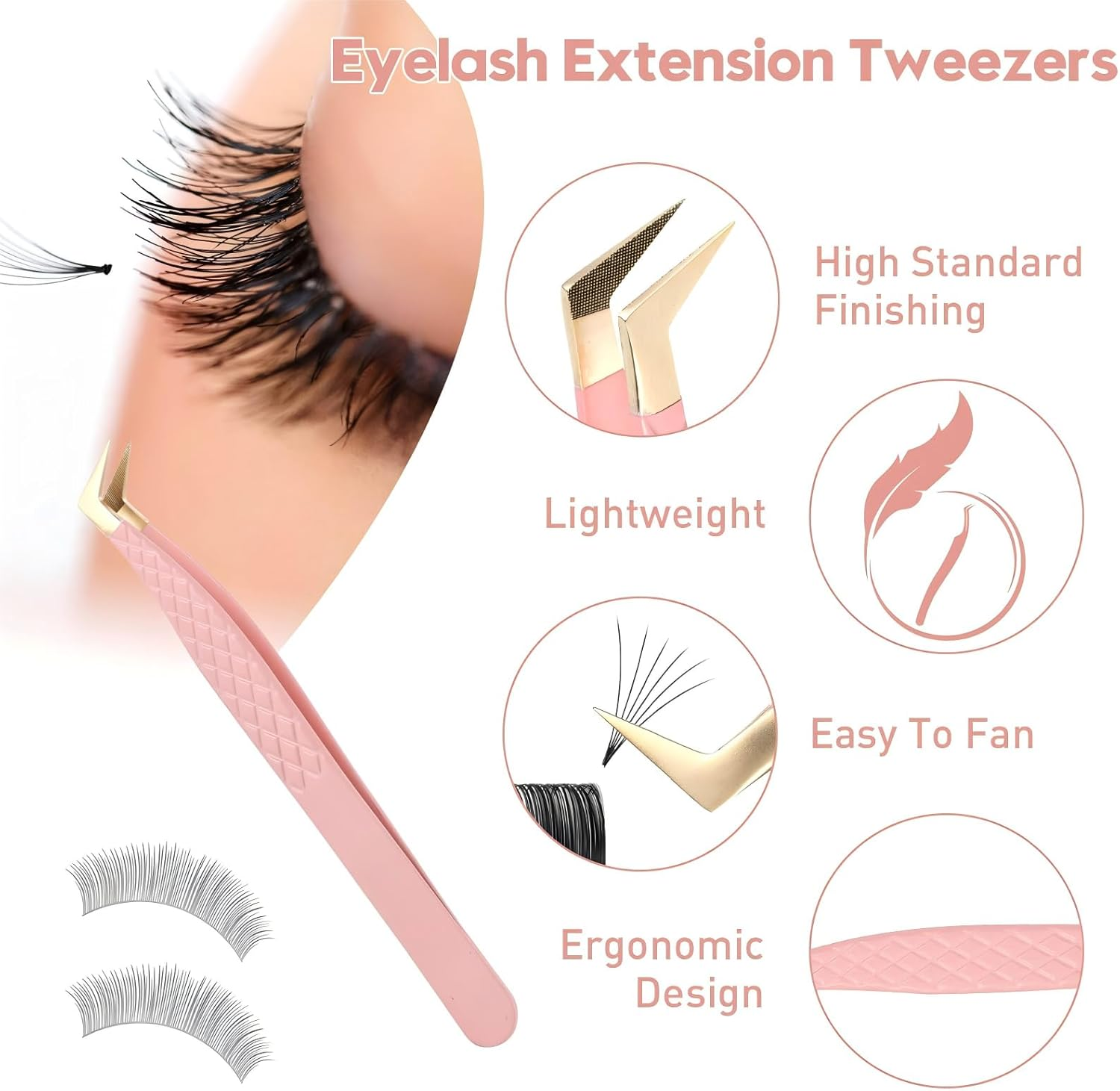 Professional 90 Degree Lash Tweezers, Precision Fibre Tip Grip for Eyelash Extensions, Mega Volume Application image number 4