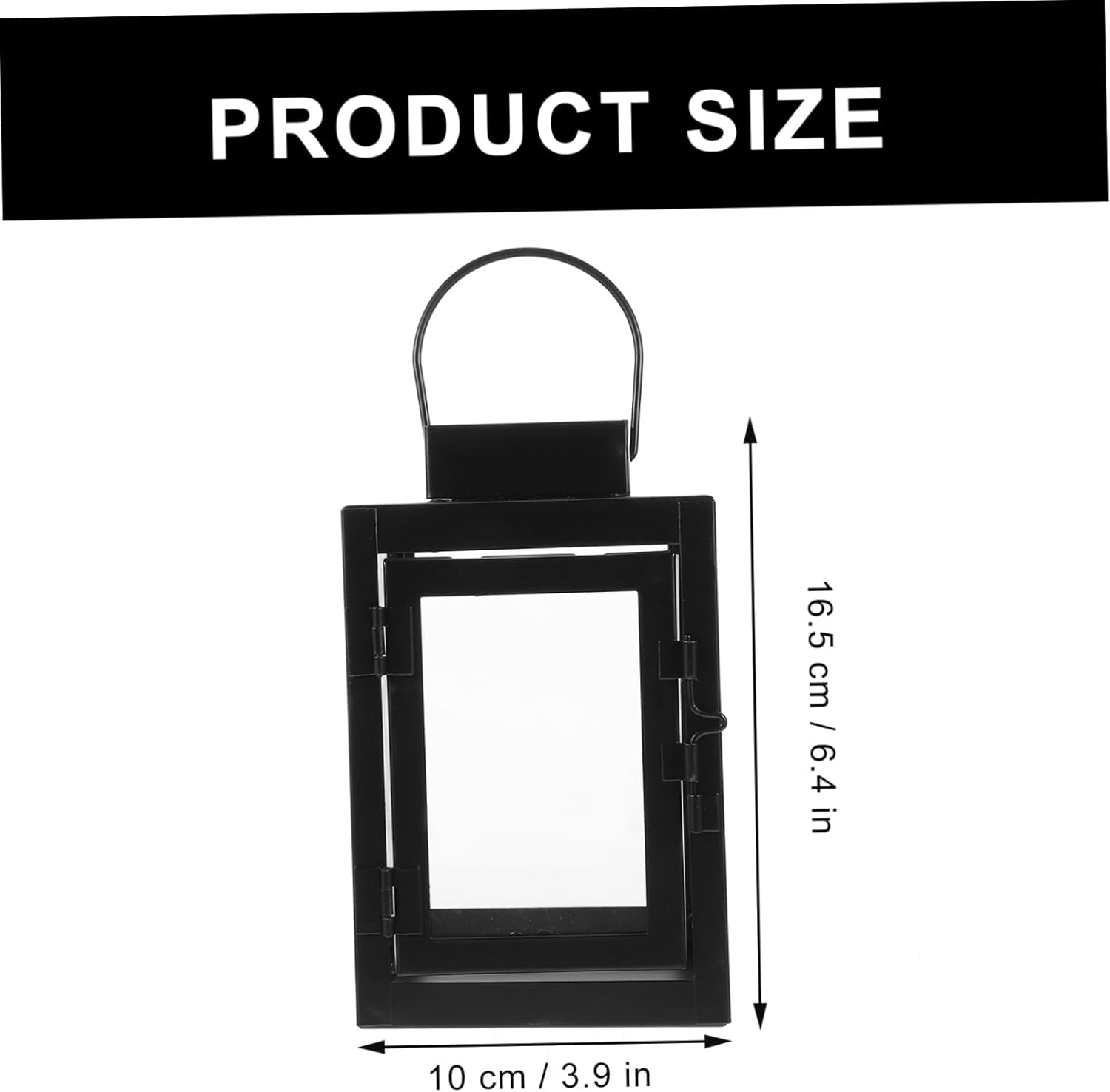 HOLIDYOYO Black Square Candle Lanterns Vintage Metal Hanging Lanterns Retro Paint for Patio Wedding Party Desktop Decor 10 * 16.5Cm image number 5