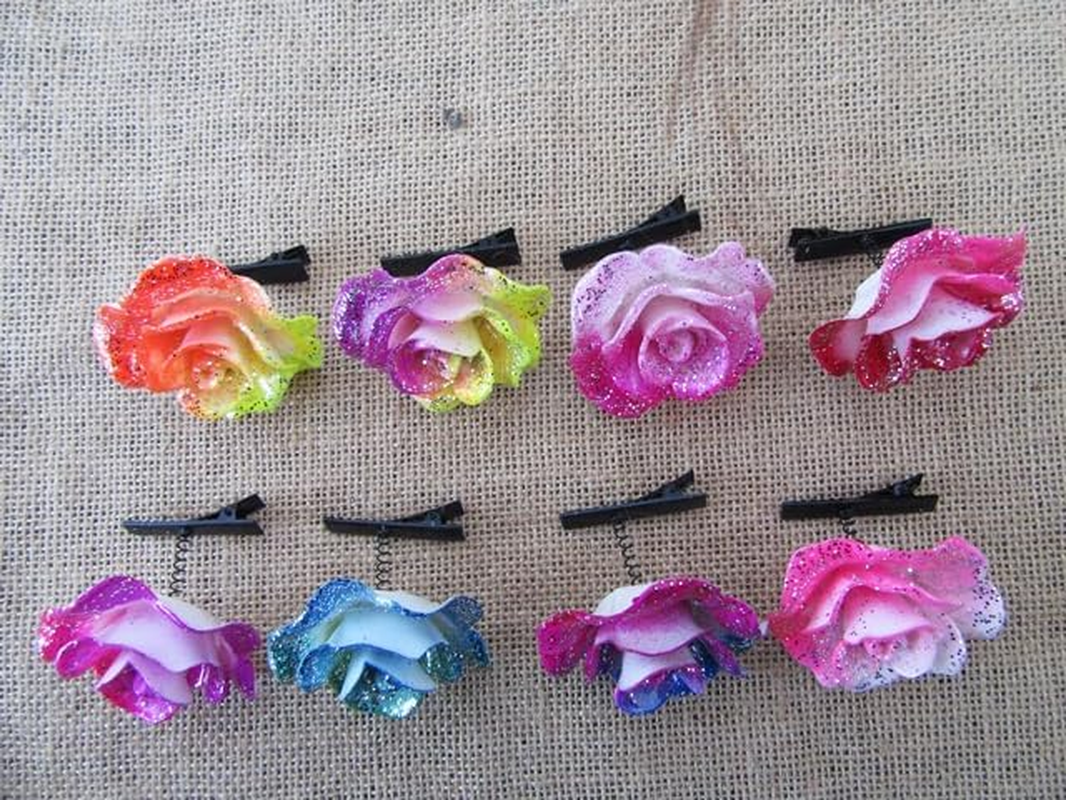 50Pcs Rose Flower Hair Clips Hairclips Hairpins Wholesale Price image number 1