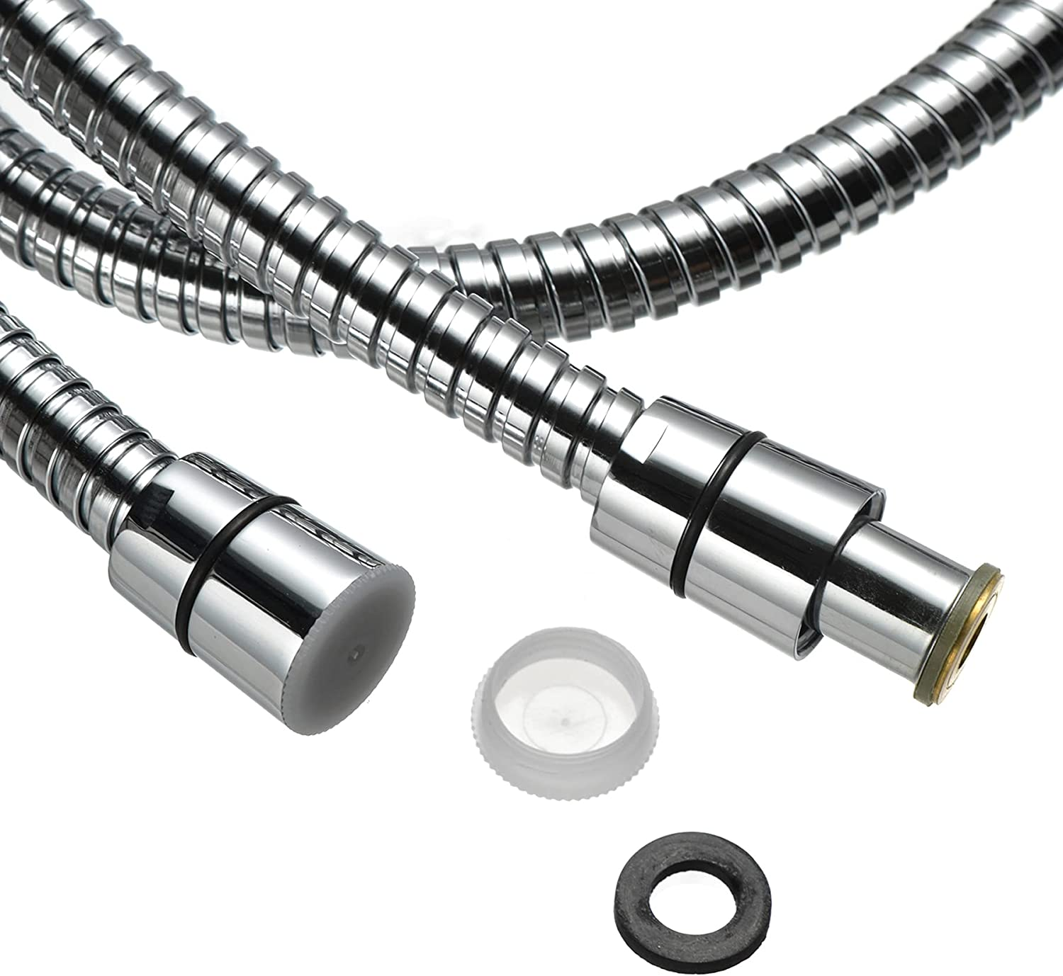 1.75 Meter Shower Hose,Double Lock Stainless Steel Replacement Handheld Shower Hose with Brass Fittings,Teflon Tape and Washers image number 1