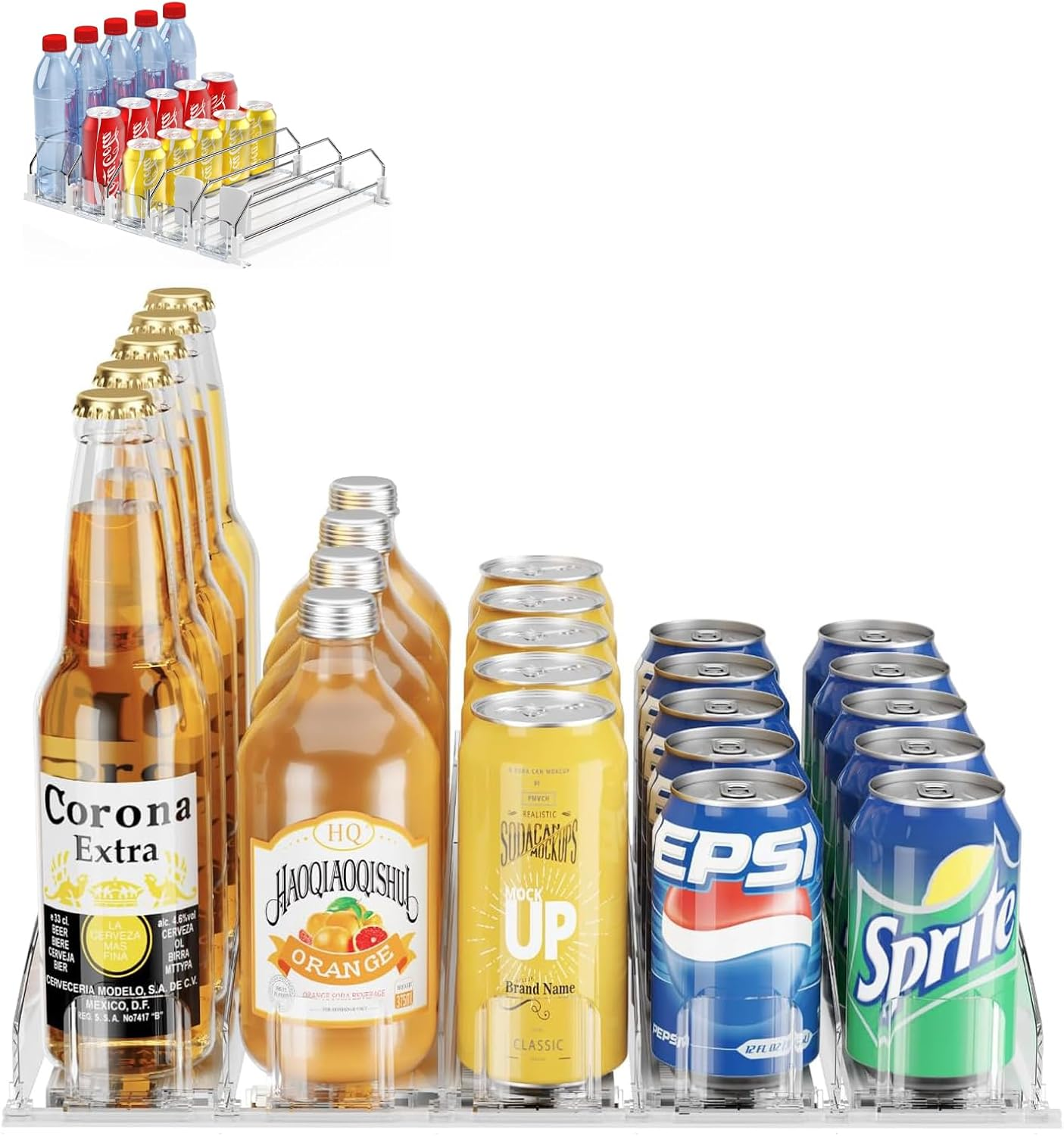 Soda Can Drink Organizer for Refrigerator, Drink Dispenser for Fridge Holds up to 25 Cans, 5 Row image number 6