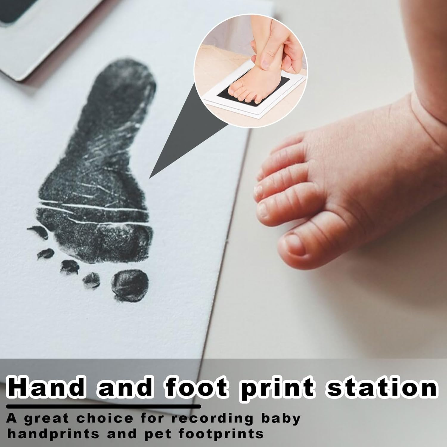 8 Pieces Baby Handprint and Footprint, Baby Imprint Set for Newborns, for Handprint, Footprint & Paw Print, Baby Footprint Set, Cat, Baby Footprint Set, for Newborns image number 6