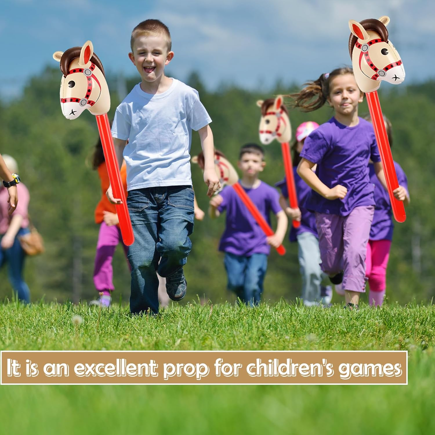 12 Pcs Inflatable Stick Horse, KUAOOAUK Inflatable Horsehead Stick Balloon, Cute 37 Inches Horse Stick for Kids Horse Birthday Decorations Christmas Cowgirl Cowboy Party Supplies image number 6