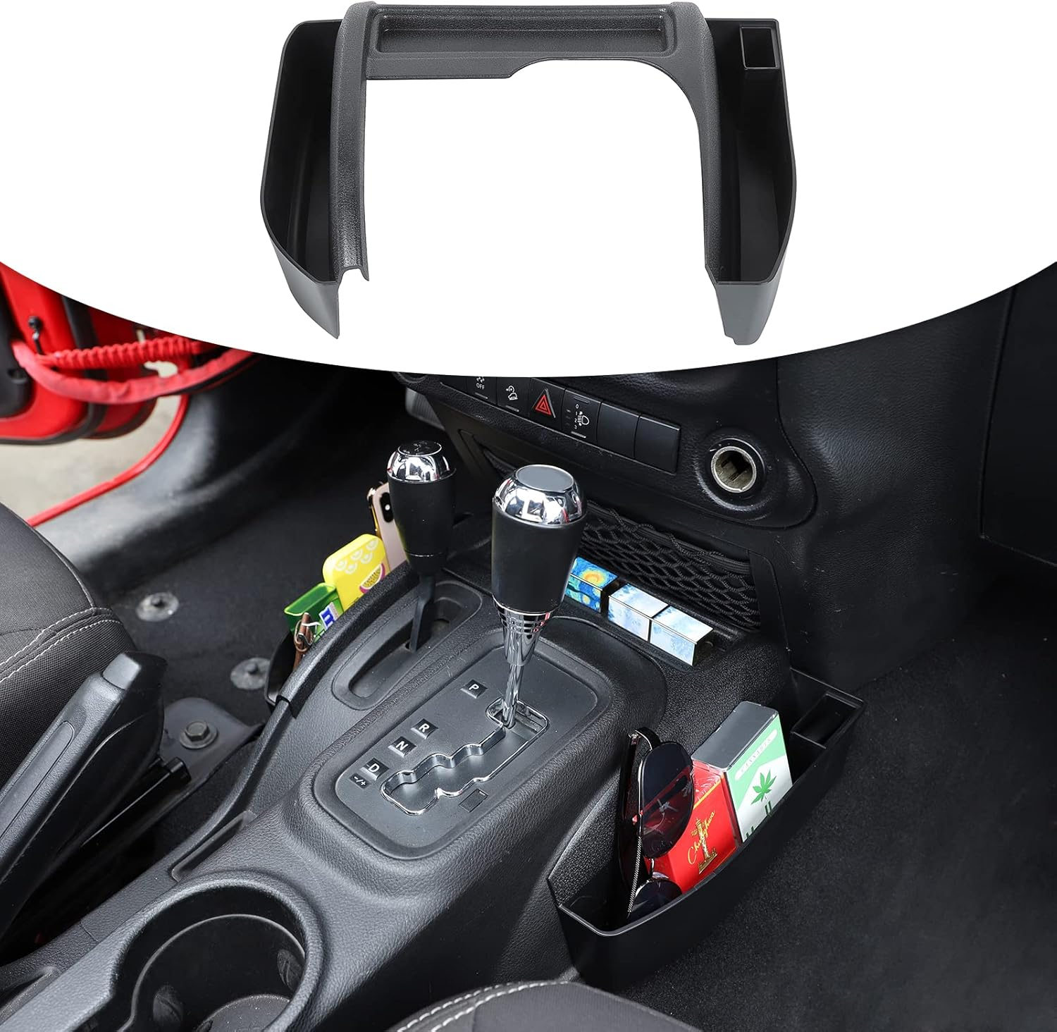 Jecar JK Storage Box Gear Tray Auto Transmission Storage Organizer Interior Accessories for Jeep Wrangler 2011-2018 JK JKU, Black image number 3