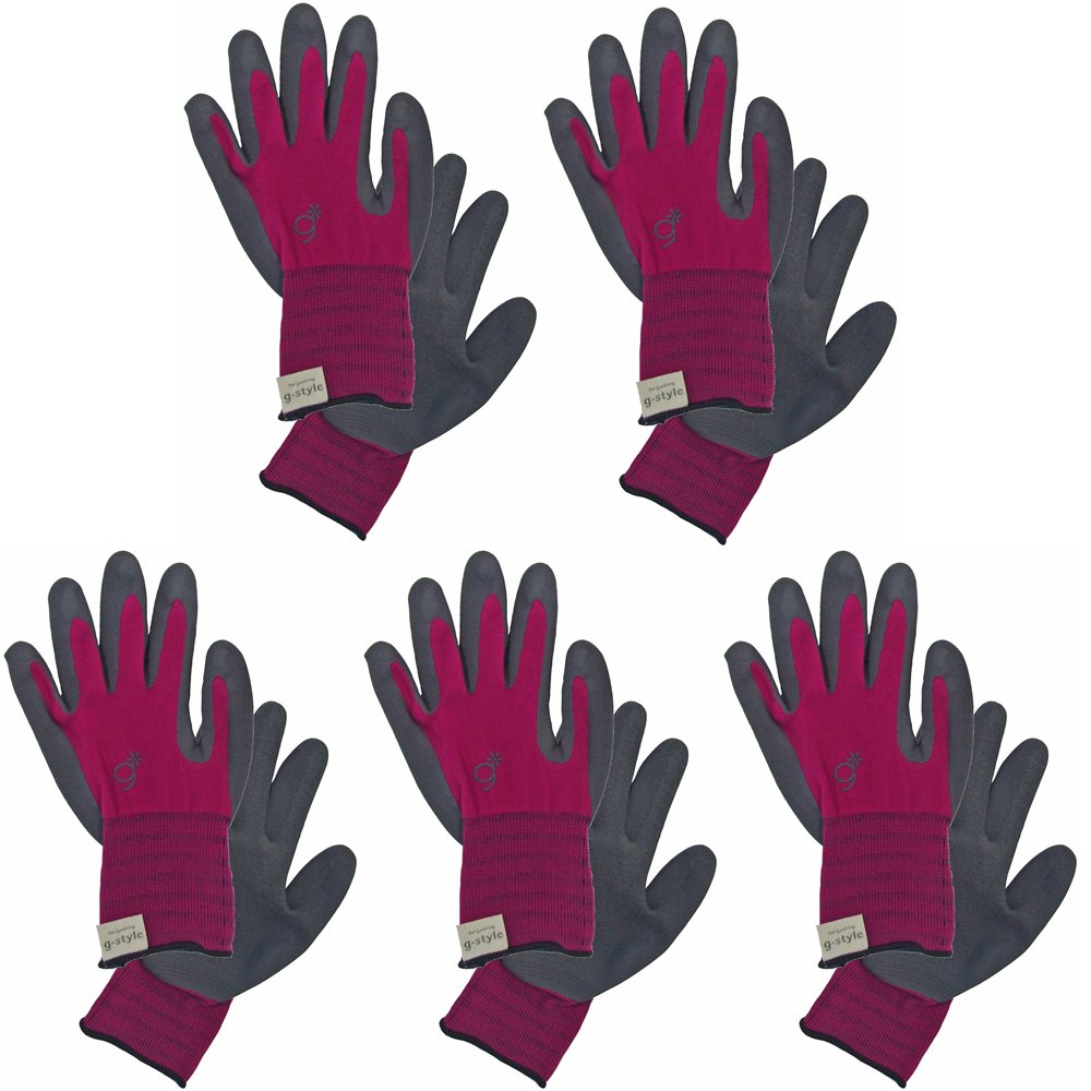 G-Style [Gardening Gloves] Rubber Farm Pink SS 5 Pair Set image number 1