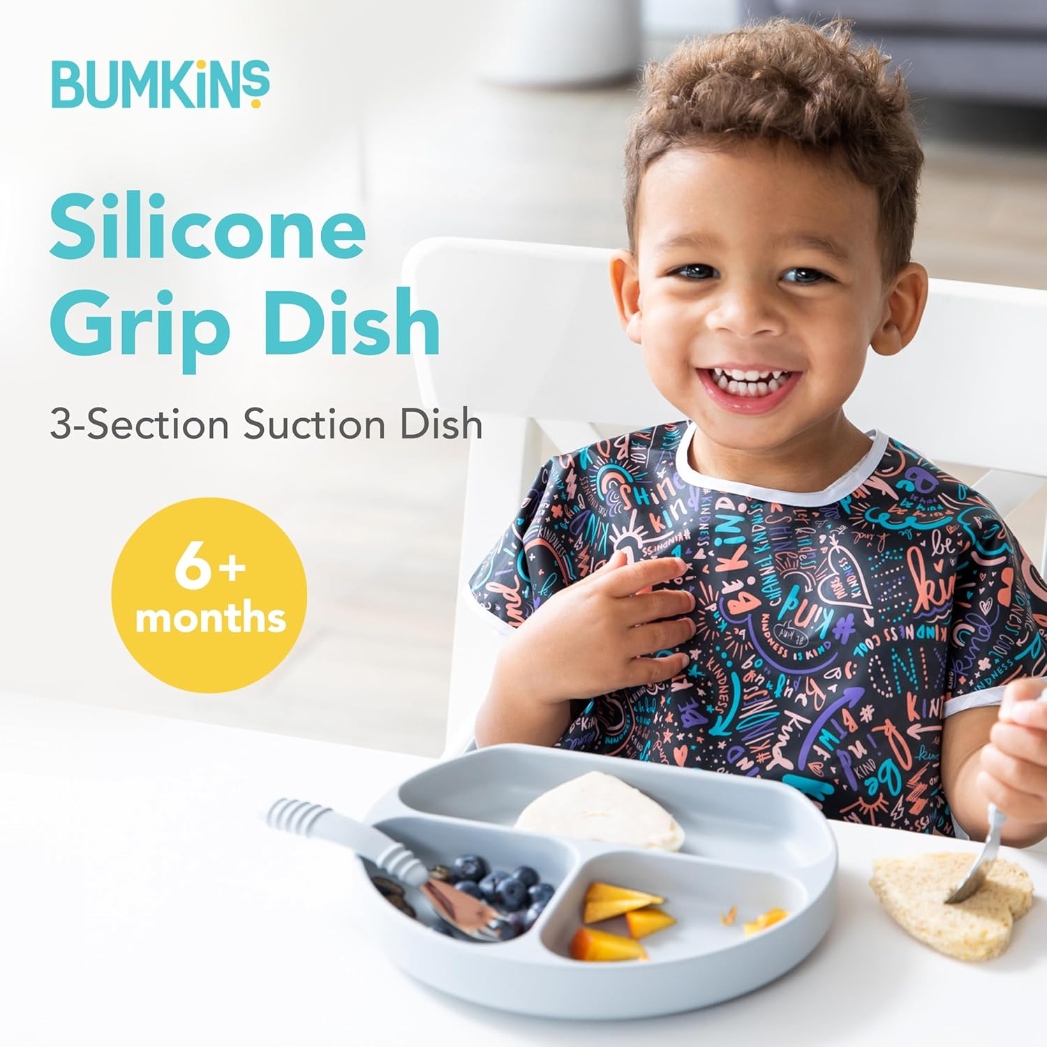 Bumkins Silicone Grip Dish, Gray image number 3