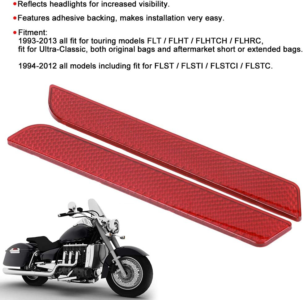 Saddle Bag Reflector Locking Cover Safety Warning Small Size Reflects Headlights Night Riding Safety Touring FLT FLHT FLHRC (Red),Other