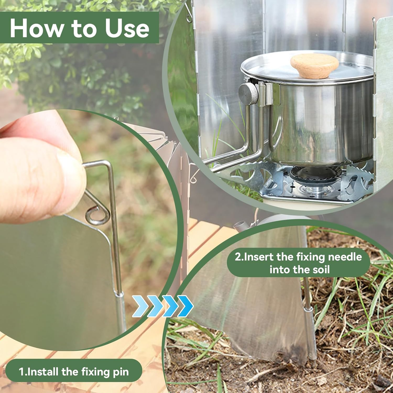 Portable Camp Stove Wind Screen Shield with Carrying Bag, 10 Plates Folding Outdoor Camping Picnic Cooker Stove Ultralight Wind Screen, Heat-Resistant Foldable Wind Guard for Gas & Butane Stoves (10) image number 6