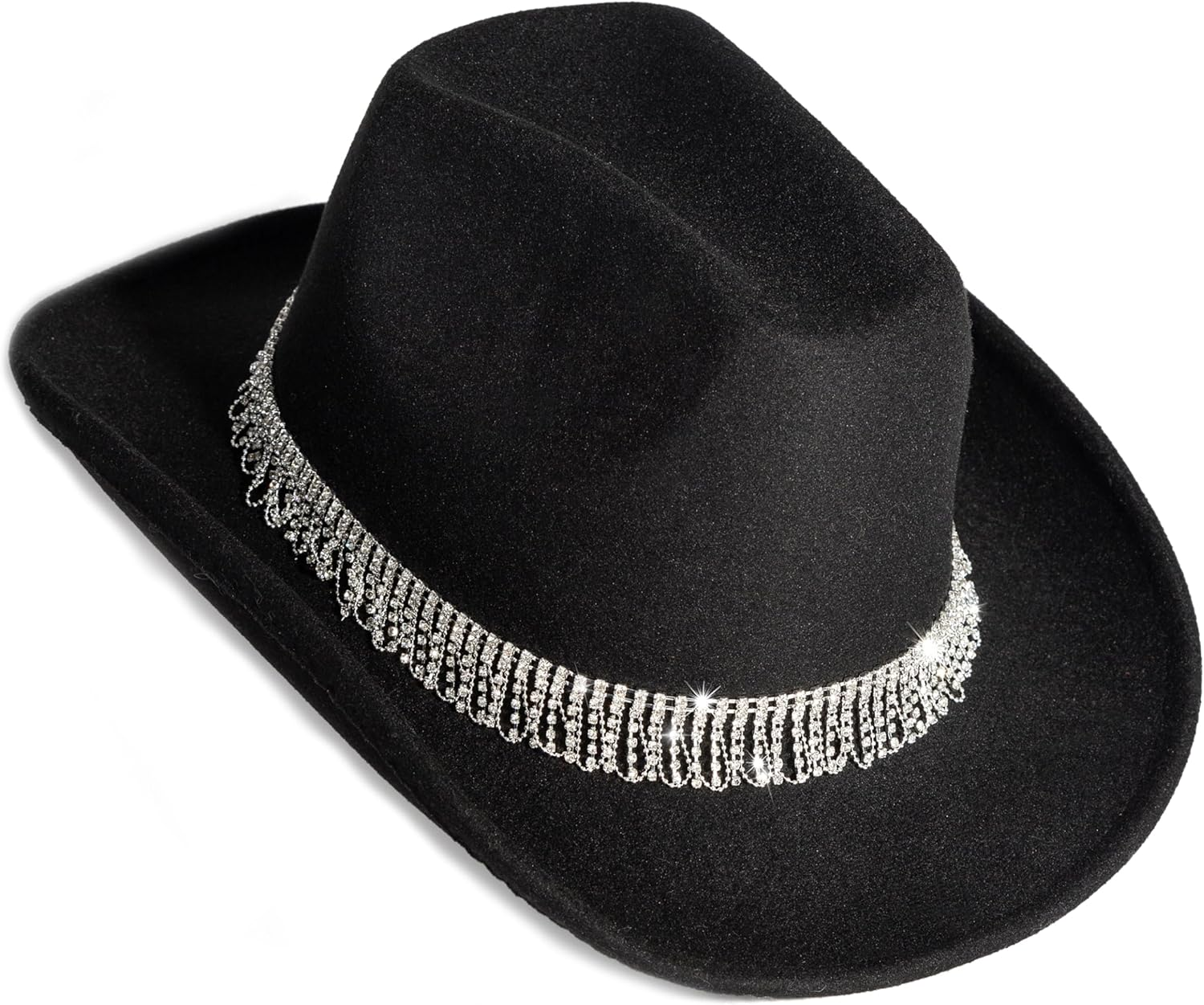 MTKCM White Cowgirl Cowboy Hat Wide Brim Bling Rhinestone Party Cap