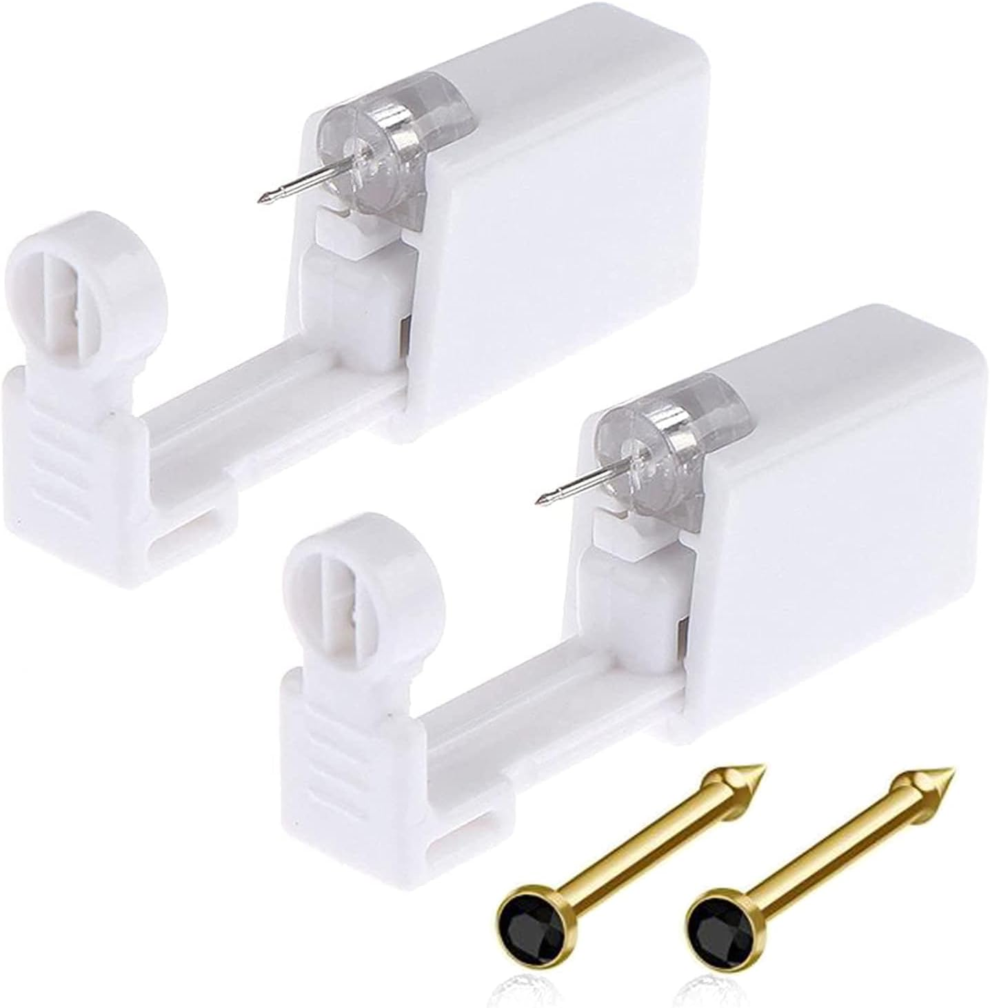 Nose Piercing Gun Kit 6Pcs Disposable Nose Piercing Kit Including 2Pcs Self Nose Piercing Gun with 2Pcs Built-In Nose Stud and 2Pcs Clean Tools for Nose Cartilage Piercing Kit(Gold)