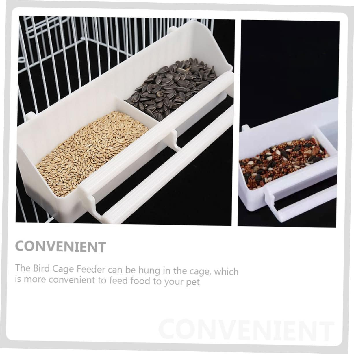 GANAZONO 3Pcs Bird Cage Feeder Trough Parrot Feeding Container Plastic Pigeon Box image number 3