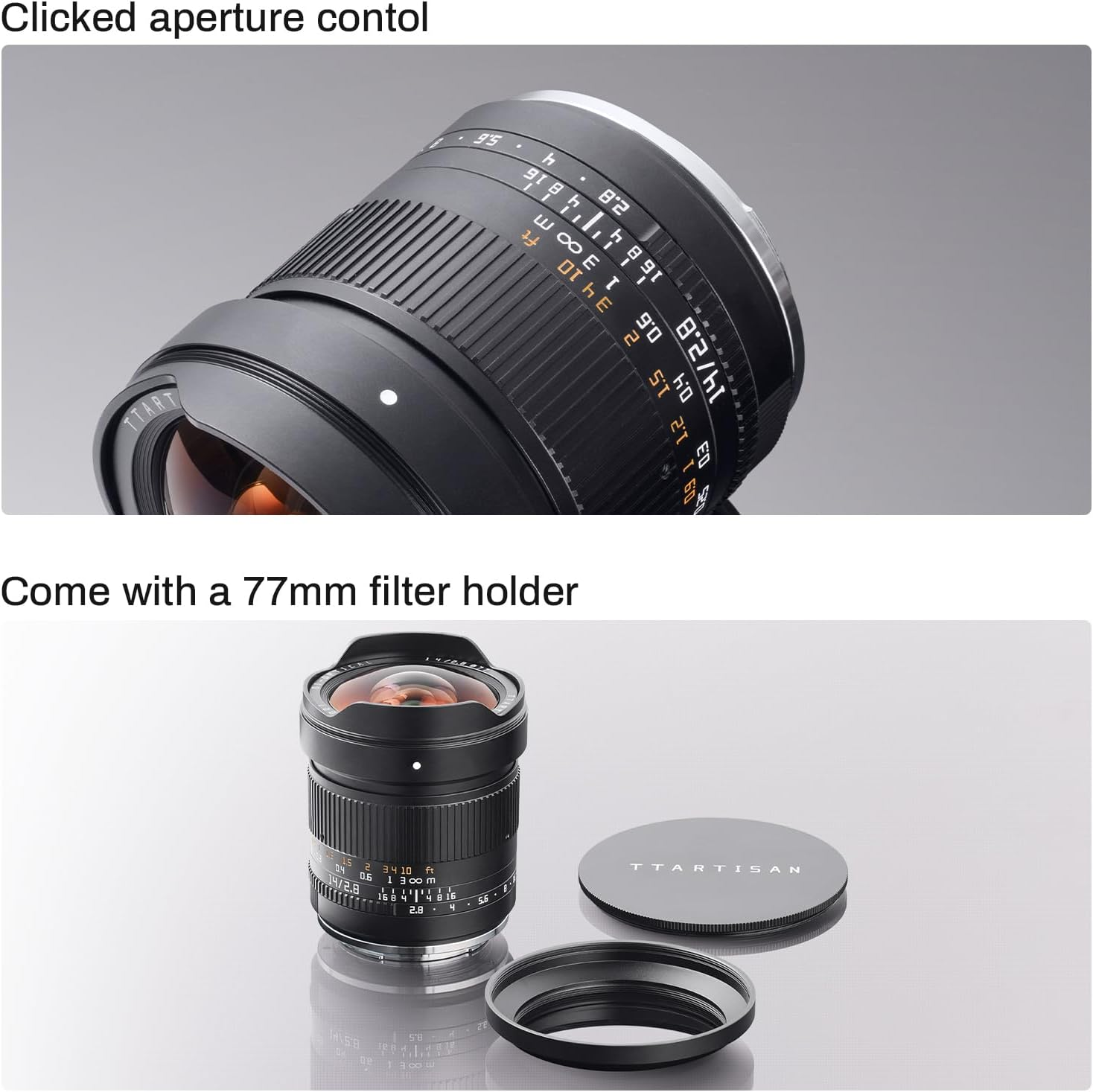 TTARTISAN 14Mm F2.8 FE Full Frame Wide Angle Lens E Mount, 114&deg; Ultra Wide Angle Large Aperture Manual Focus Lens for Sony E Mount Mirrorless Camera image number 3