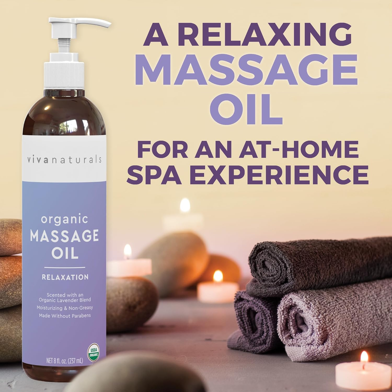 Organic Massage Oil with Lavender Scent (8 Fl. Oz.) - Non-Greasy Lavender Body Oil with Mess-Free Pump, Perfect for Sleep and Relaxation, Certified Organic and Non-Gmo, 237 Ml image number 5