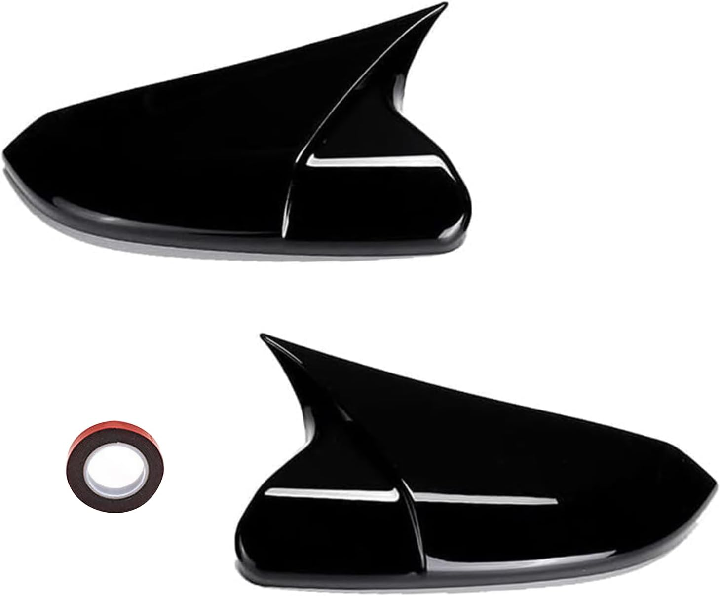 Moonlinks Compatible with 2016-2021 Honda Civic Side Ox Horn Mirror Cover Replacement,Glossy Black Mirror Cap for 10Th Gen Civic,2019-2022 Insight,Lh & RH Side Door Rearview Mirror Cover Trim(1 Pair）