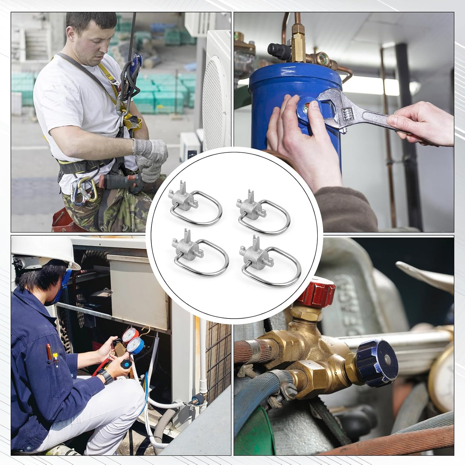 4Pcs HVAC Key Tool for 410A and R22 Refrigerants, Locking Cap Key Multi-Function Triple Keys Tool Installation & Removal Tamper-Resistant Hand Tools for Air Refrigeration & Equipment Repair image number 4