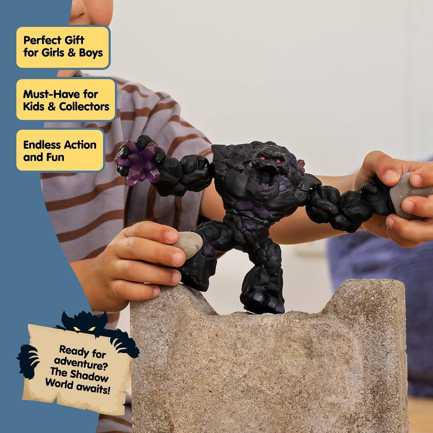 Schleich Eldrador Creatures - 9' Shadow World Stone Monster Toy with Crystal Set - Cool Movable Monster Action Figure for Boys and Girls - Fantasy Rock Beast Figurine - Durable Toys for Kids Ages 7+ image number 6